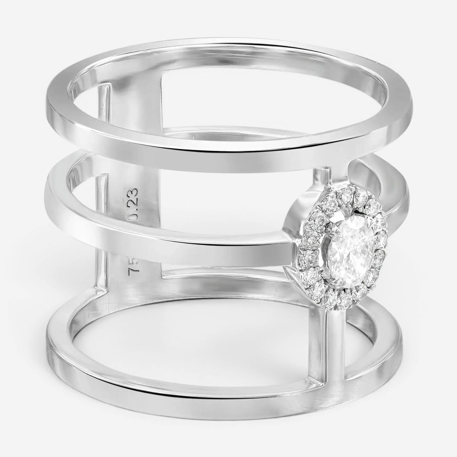 Messika Glam'Azone 3 Row 18K White Gold Diamond Band Ring 06312-WG-53 — view 3