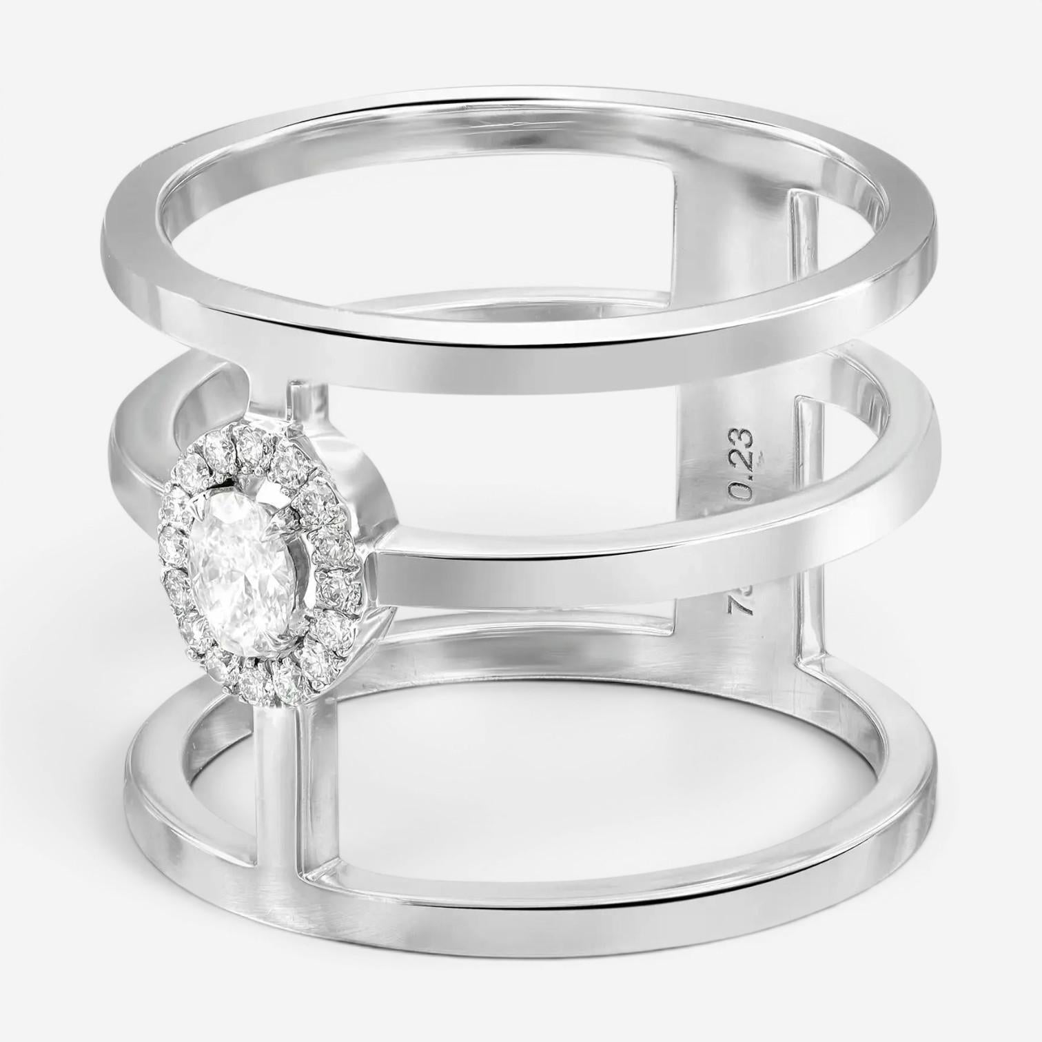 Messika Glam'Azone 3 Row 18K White Gold Diamond Band Ring 06312-WG-53 — view 4