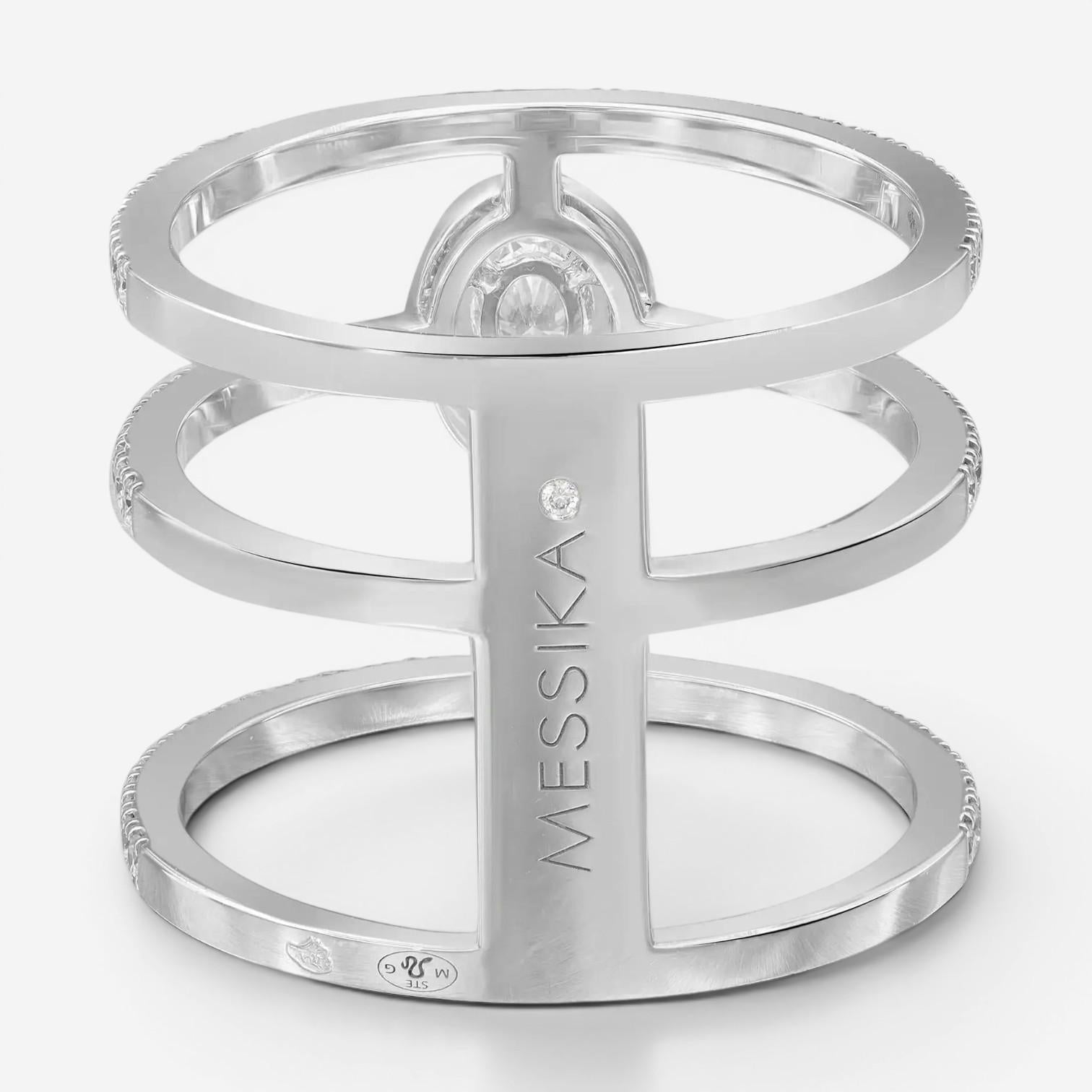Messika Glam'Azone 18K White Gold Diamond Wide Band Ring Sz. 6.5 04871-WG-53 — view 5