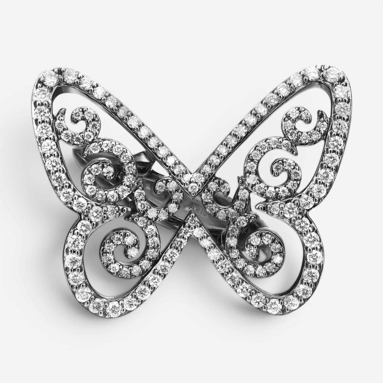 Messika Butterfly Arabesque 18K Blackened White Gold Diamond Ring Sz. 5.5 05095