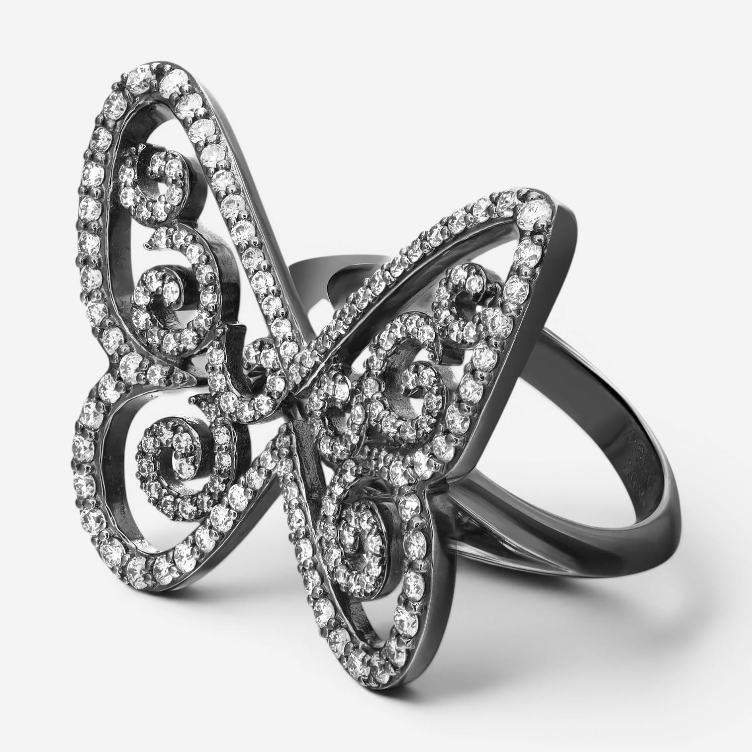 Messika Butterfly Arabesque 18K Blackened White Gold Diamond Ring Sz. 5.5 05095 — view 3