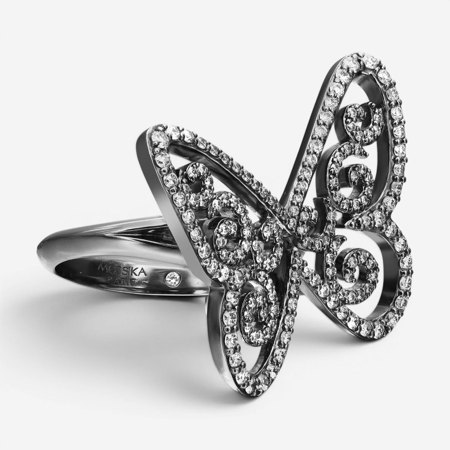 Messika Butterfly Arabesque 18K Blackened White Gold Diamond Ring Sz. 5.5 05095 — view 4