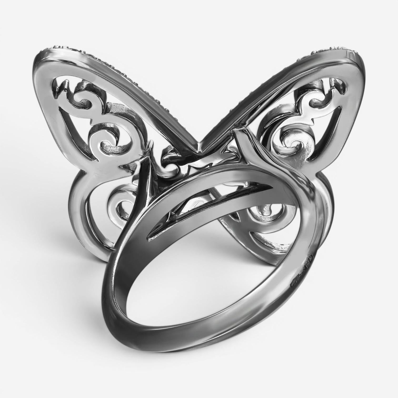 Messika Butterfly Arabesque 18K Blackened White Gold Diamond Ring Sz. 5.5 05095 — view 5