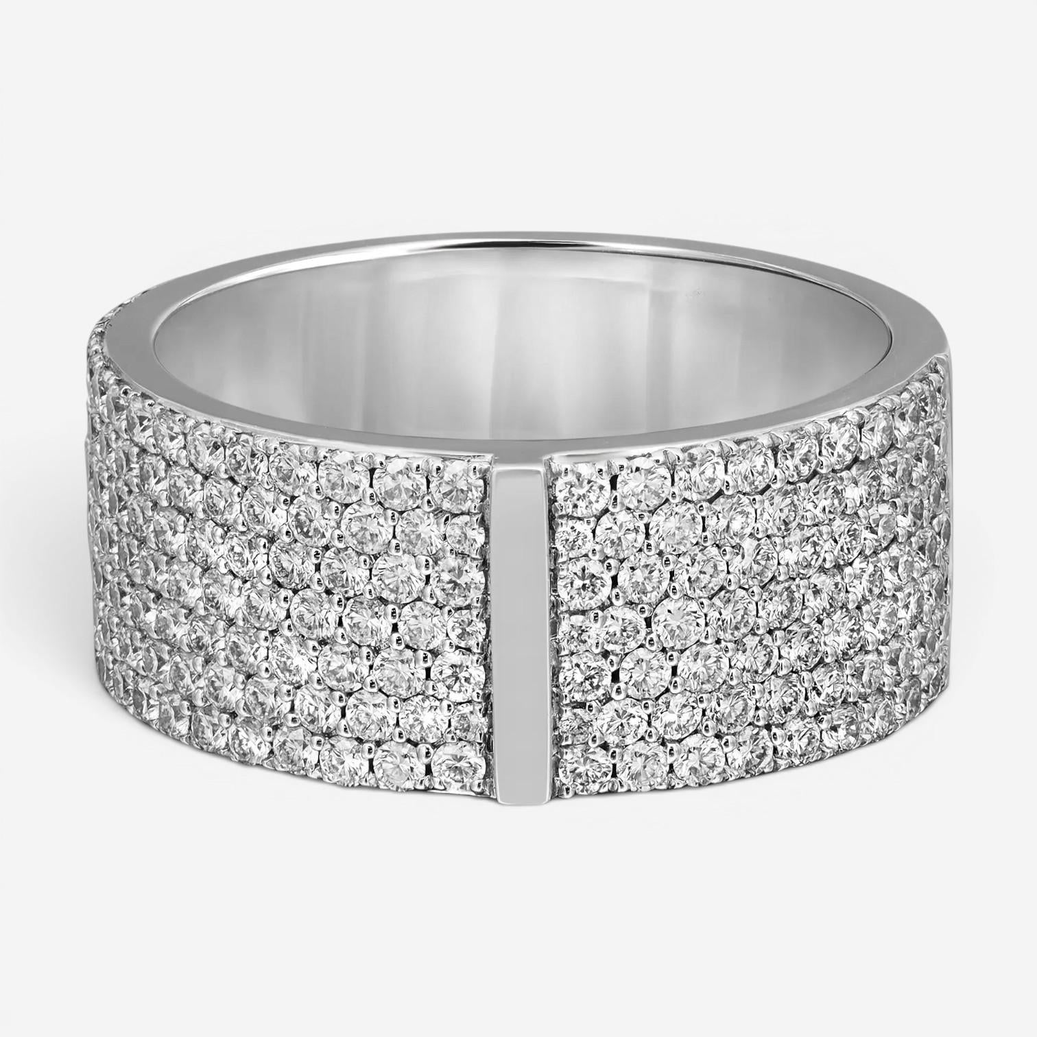 Messika Kate Pavee 18K White Gold Diamond Wide Band Ring Sz. 6.5 06150-WG-53