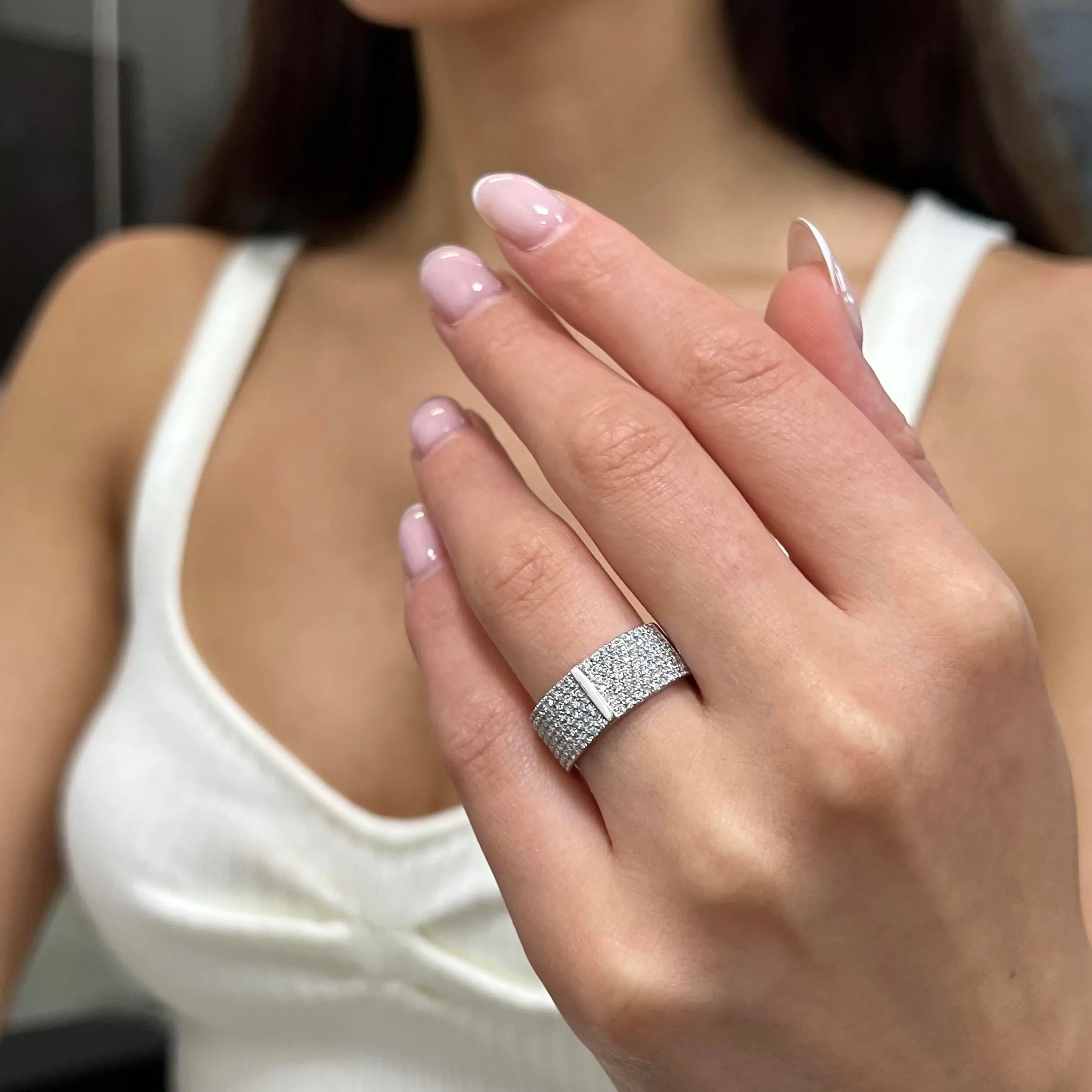 Messika Kate Pavee 18K White Gold Diamond Wide Band Ring Sz. 6.5 06150-WG-53 — view 2