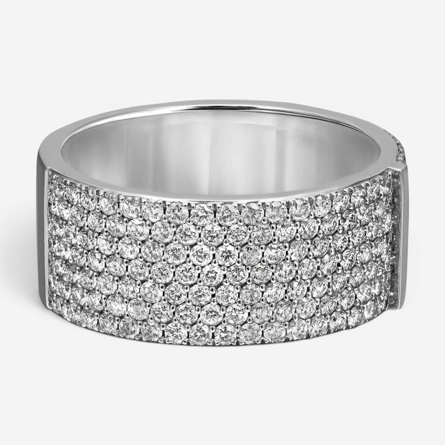 Messika Kate Pavee 18K White Gold Diamond Wide Band Ring Sz. 6.5 06150-WG-53 — view 3