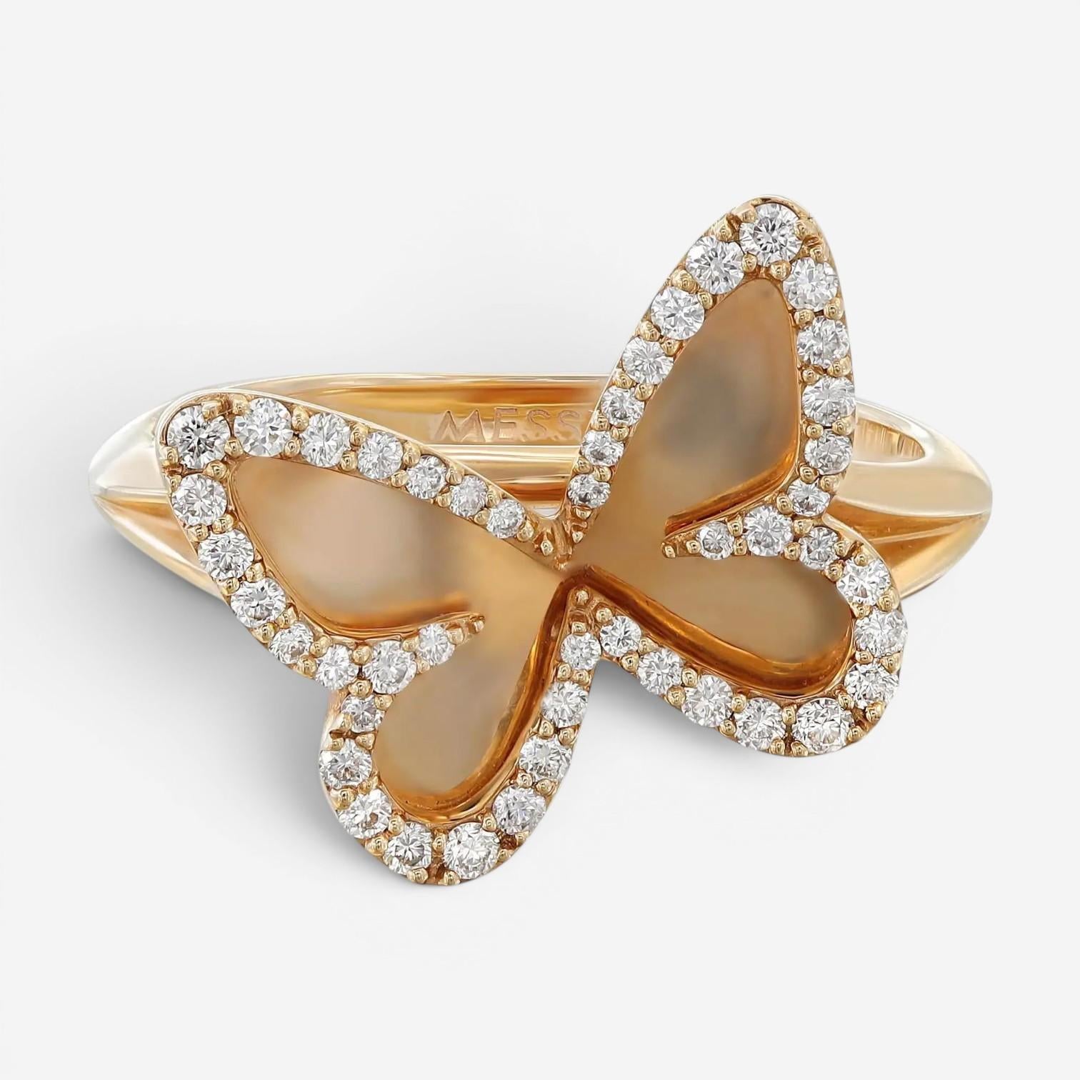 Messika Plaque Butterfly 18K Rose Gold Diamond Ring Sz. 6 04150-PG-52