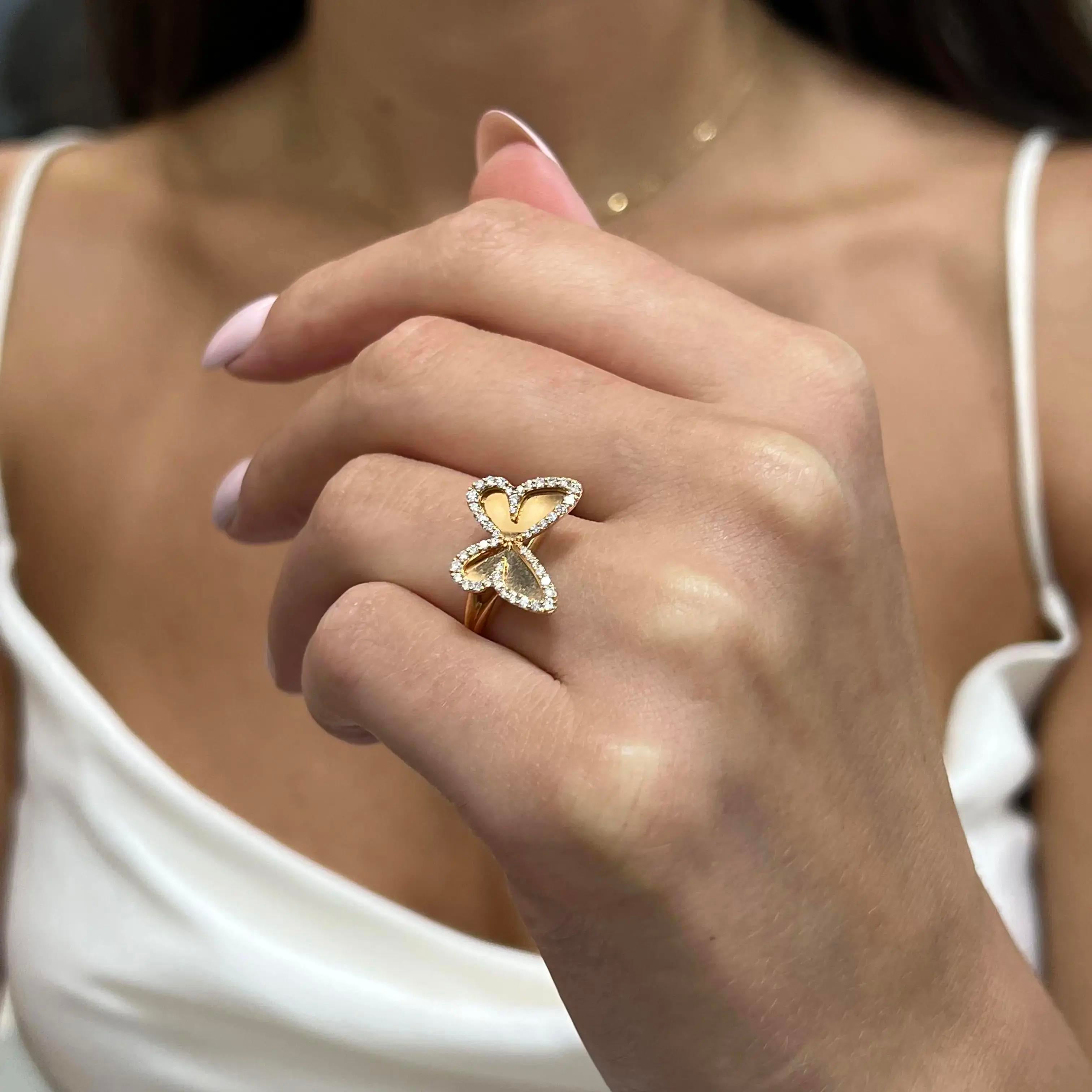 Messika Plaque Butterfly 18K Rose Gold Diamond Ring Sz. 6 04150-PG-52 — view 2