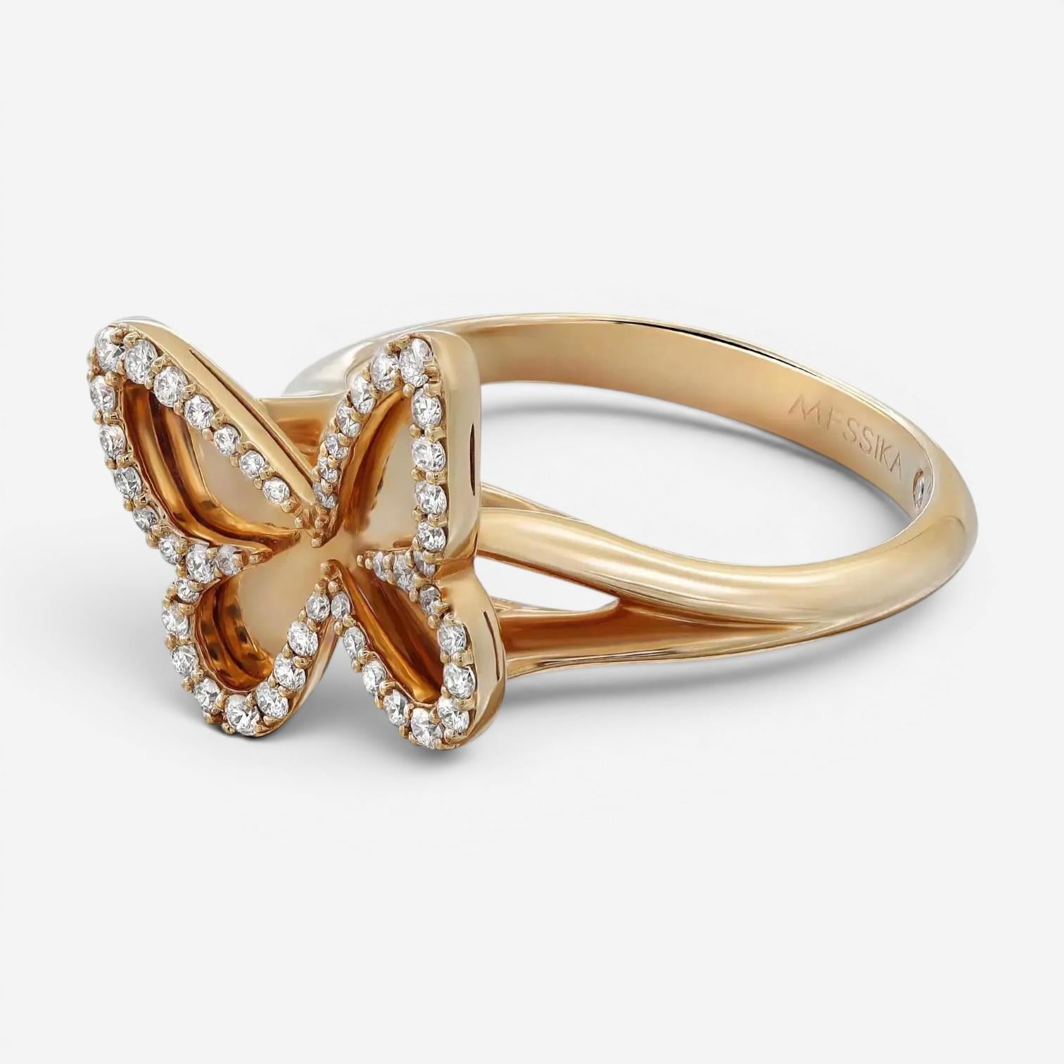 Messika Plaque Butterfly 18K Rose Gold Diamond Ring Sz. 6 04150-PG-52 — view 3