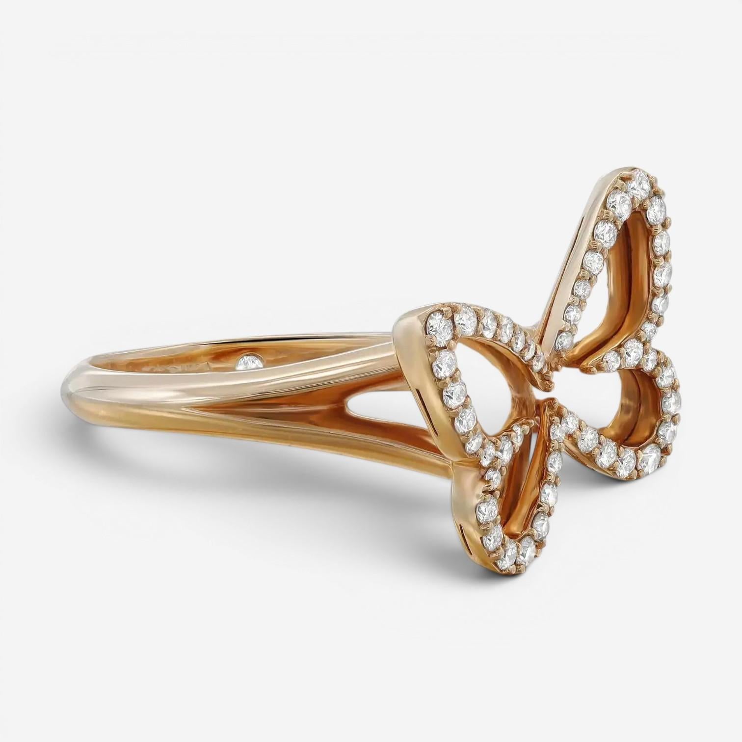 Messika Plaque Butterfly 18K Rose Gold Diamond Ring Sz. 6 04150-PG-52 — view 4