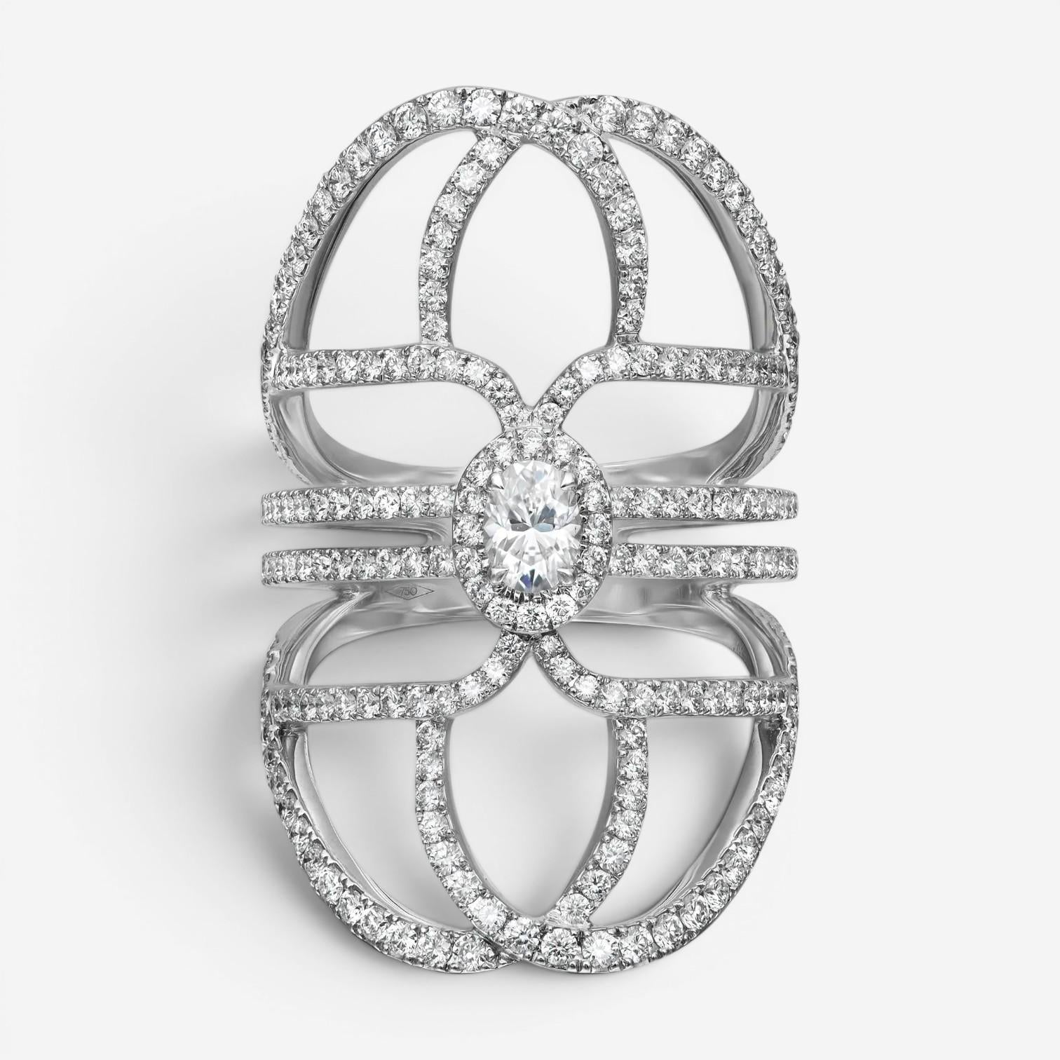 Messika New Amazone 18K White Gold Diamond Statement Ring Sz. 6.75 5469-WG-54