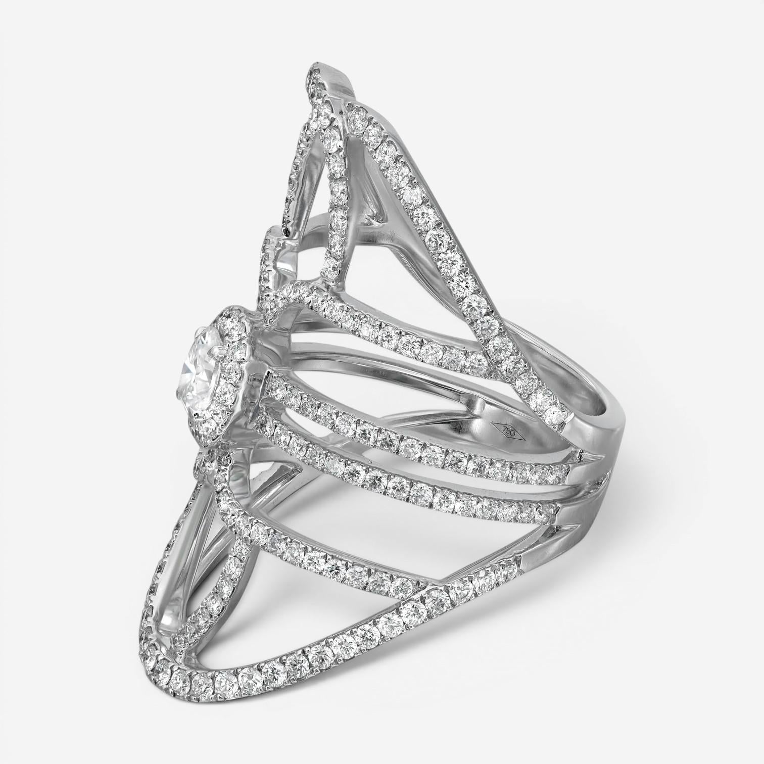 Messika New Amazone 18K White Gold Diamond Statement Ring Sz. 6.75 5469-WG-54 — view 4