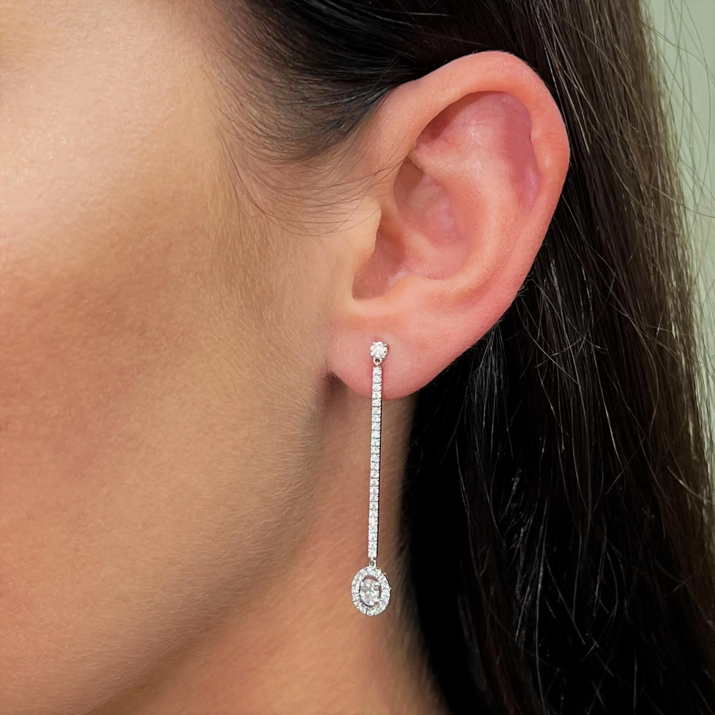 Messika Glam'Azone 18K White Gold Diamond Drop Earrings 05627-WG — view 2