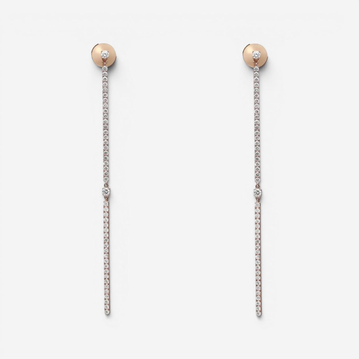 Messika 2 Barrettes Gatsby 18K Rose Gold Diamond Drop Earrings 05447-PG