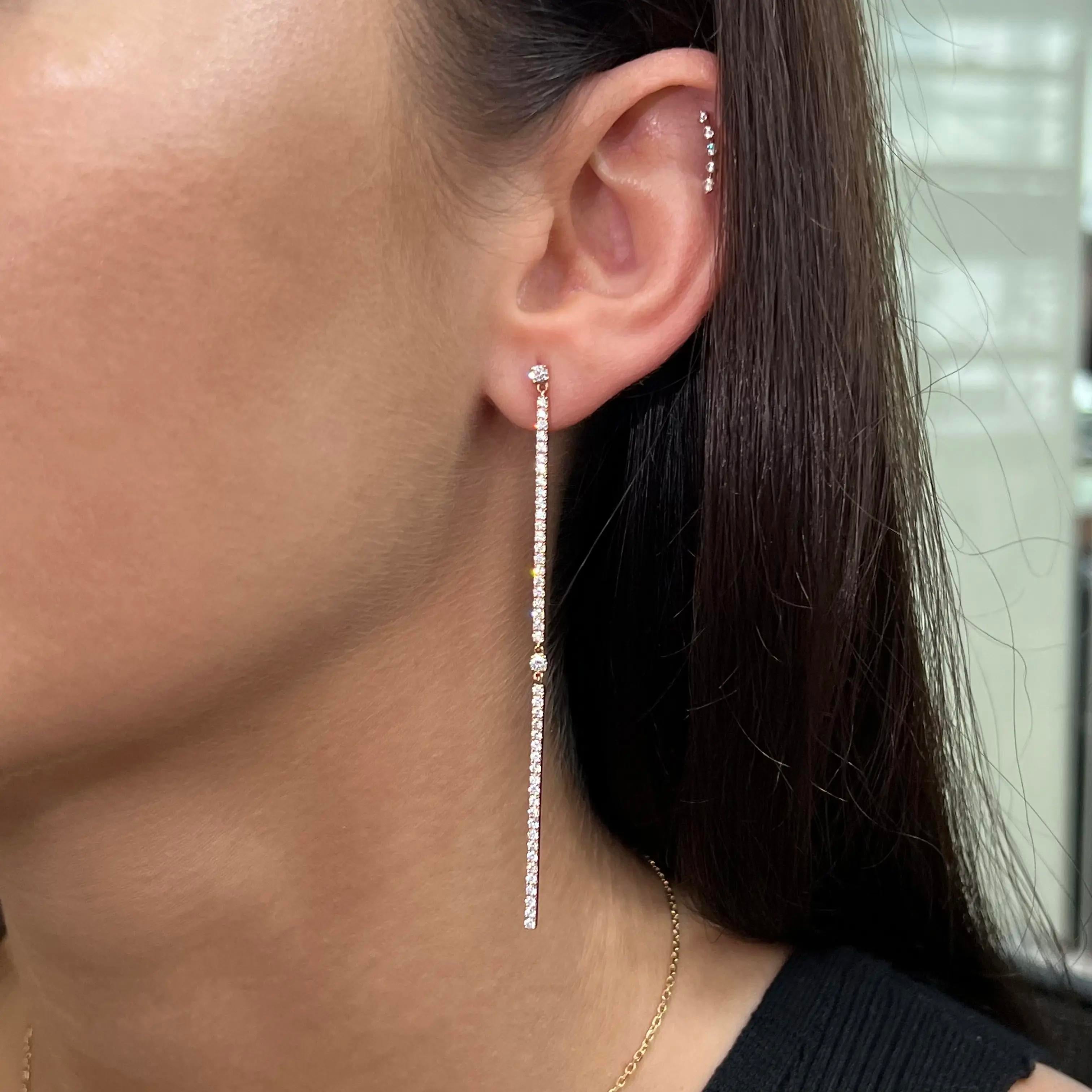 Messika 2 Barrettes Gatsby 18K Rose Gold Diamond Drop Earrings 05447-PG — view 2