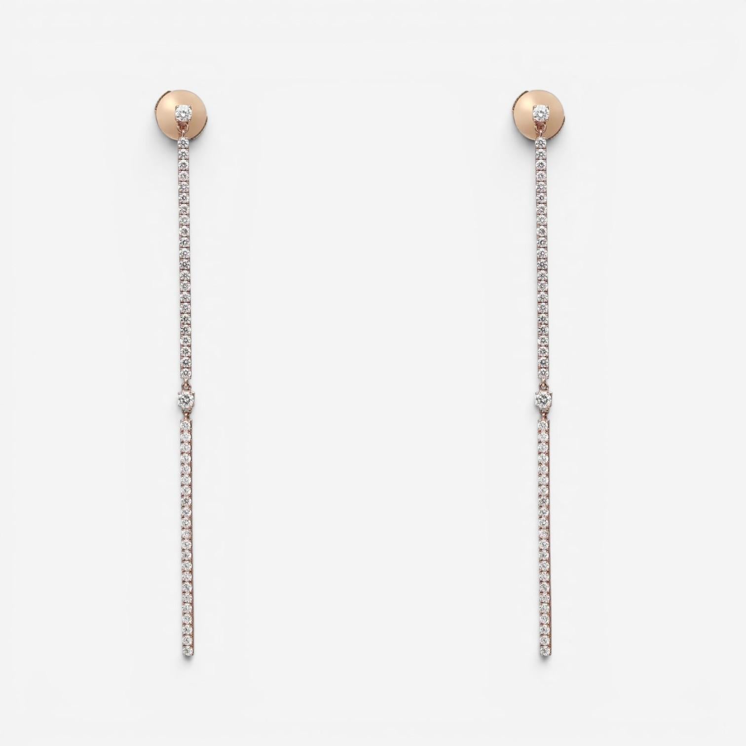 Messika 2 Barrettes Gatsby 18K Rose Gold Diamond Drop Earrings 05447-PG — view 4
