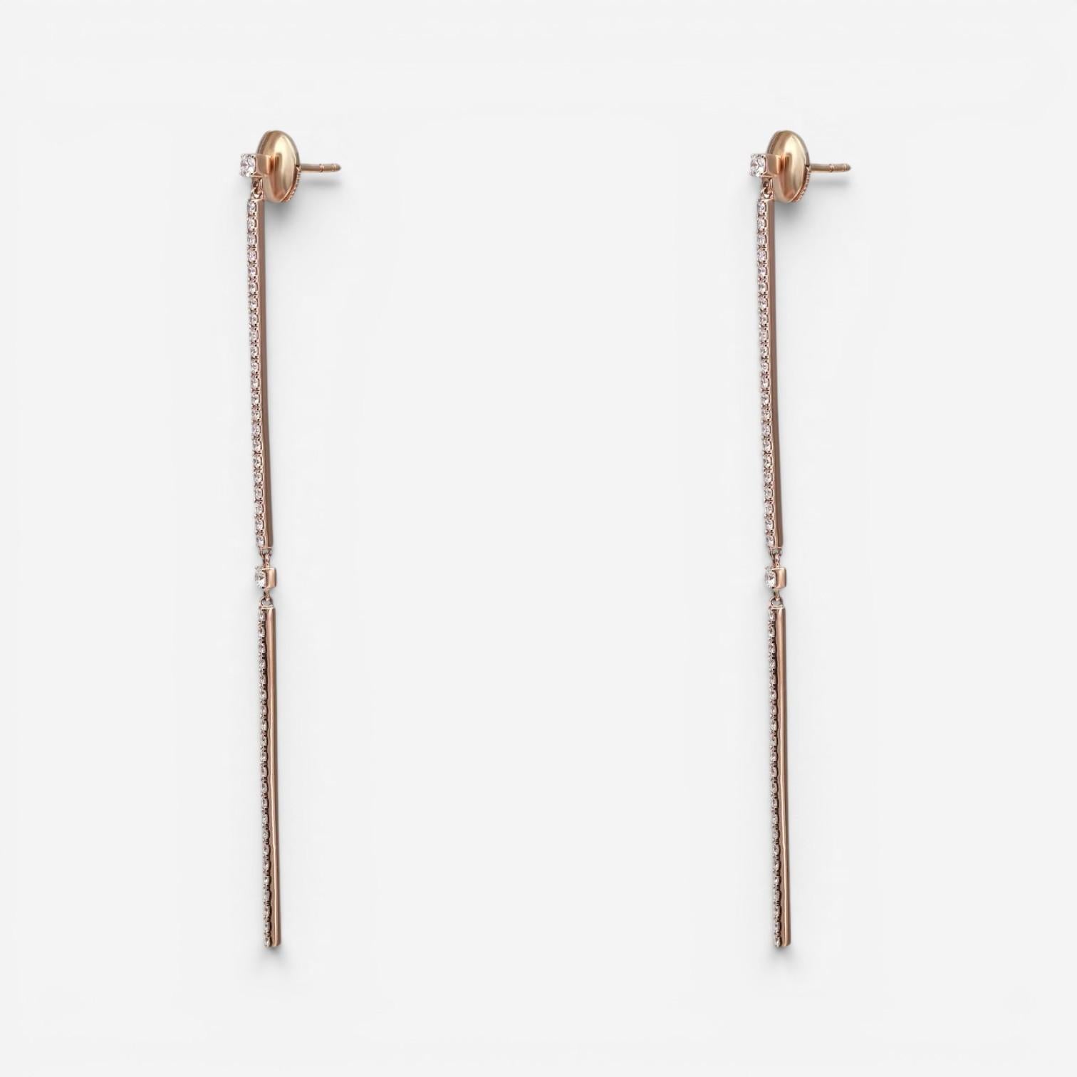 Messika 2 Barrettes Gatsby 18K Rose Gold Diamond Drop Earrings 05447-PG — view 5