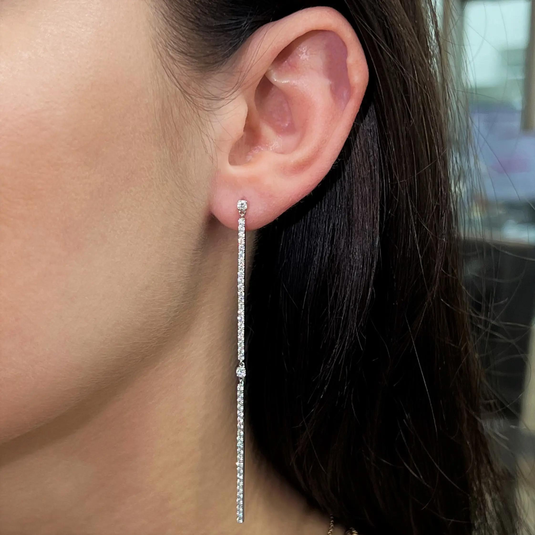Messika 2 Barrettes Gatsby 18K White Gold Diamond Drop Earrings 05447-WG — view 2