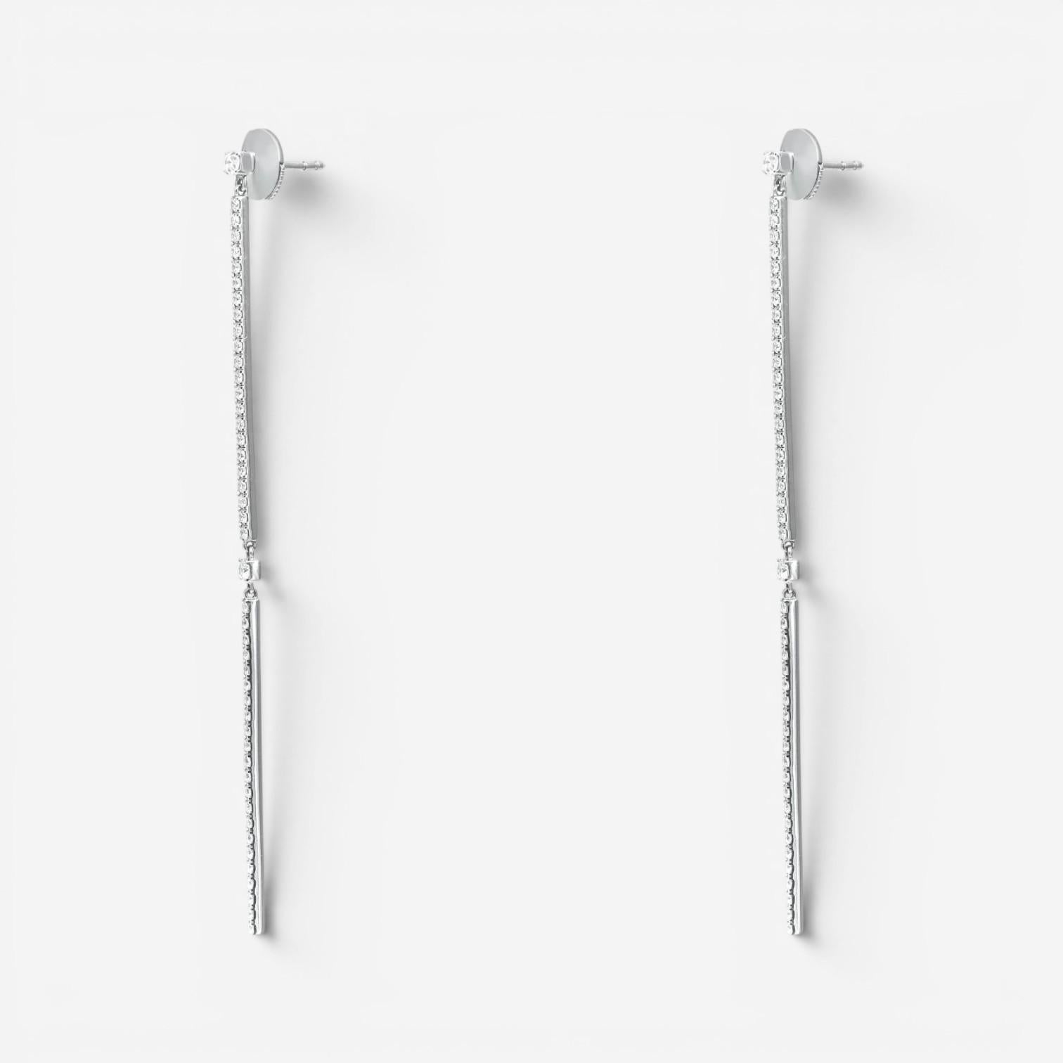 Messika 2 Barrettes Gatsby 18K White Gold Diamond Drop Earrings 05447-WG — view 3