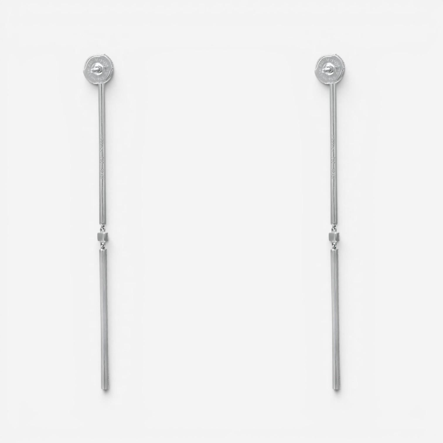 Messika 2 Barrettes Gatsby 18K White Gold Diamond Drop Earrings 05447-WG — view 5