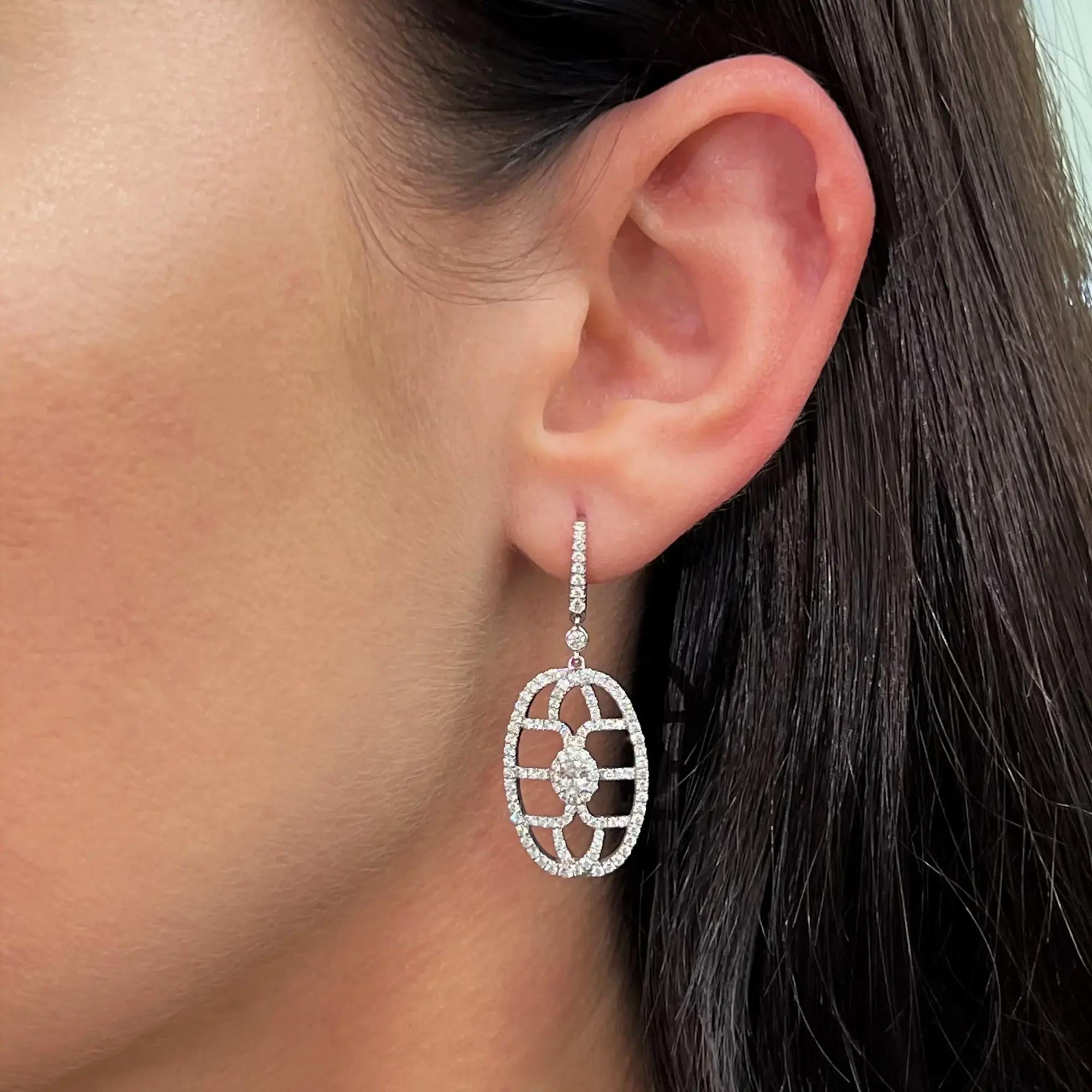Messika New Amazone 18K White Gold Diamond Drop Earrings 05470-WG — view 2