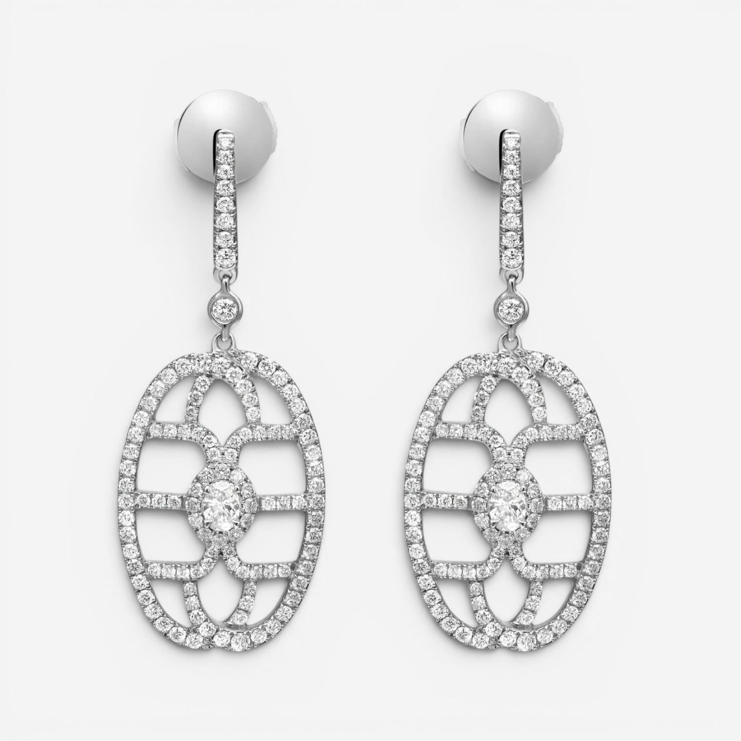 Messika New Amazone 18K White Gold Diamond Drop Earrings 05470-WG — view 3