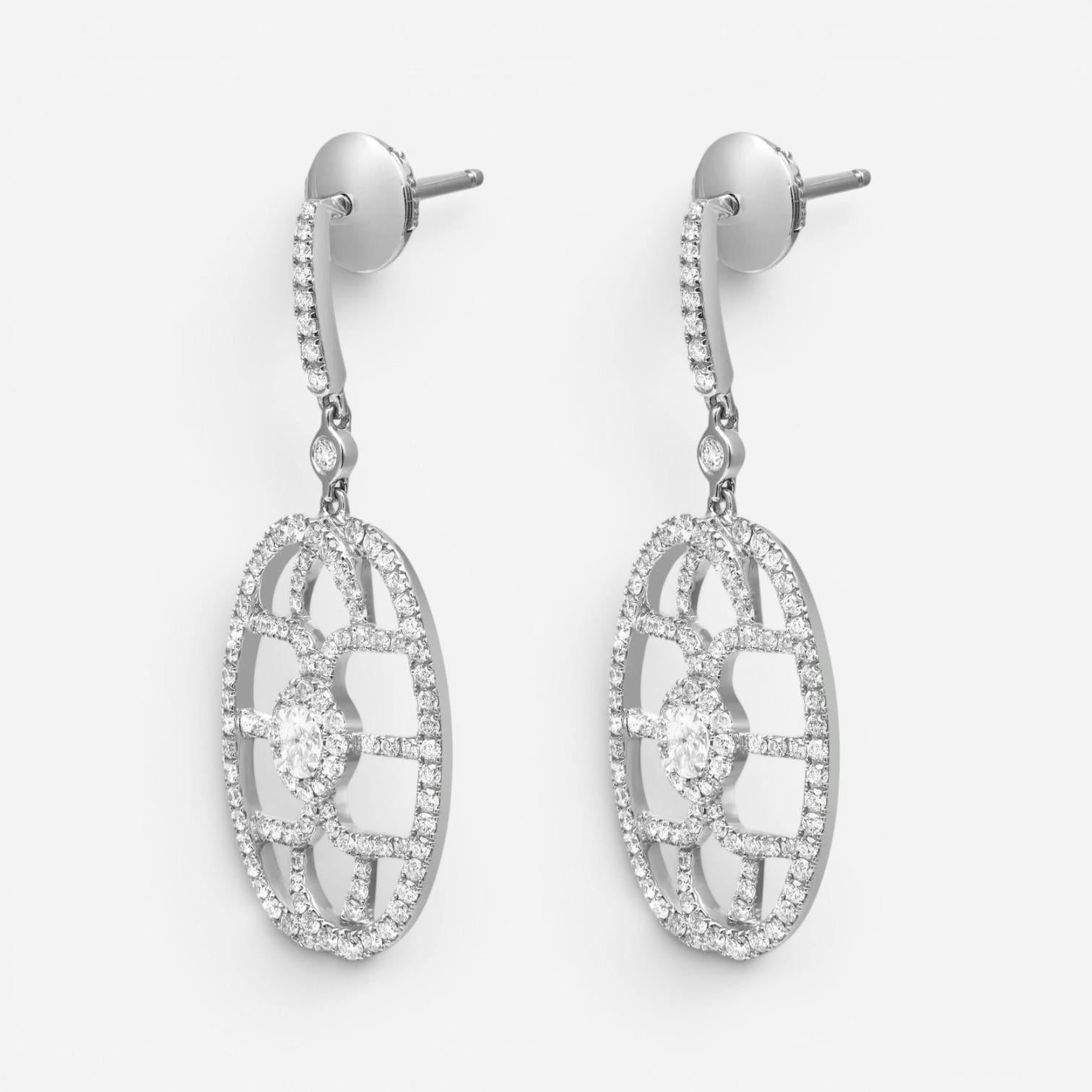 Messika New Amazone 18K White Gold Diamond Drop Earrings 05470-WG — view 4