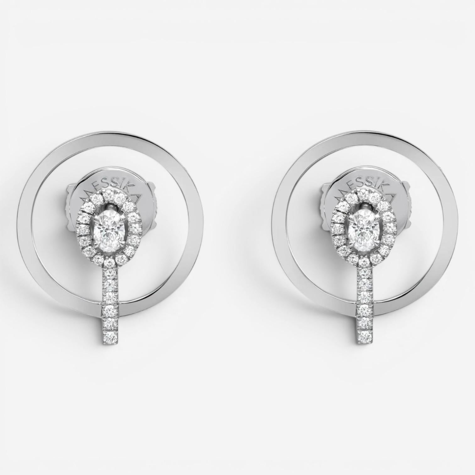 Messika Glam'Azone Graphic 18K White Gold Diamond Earrings 07179-WG