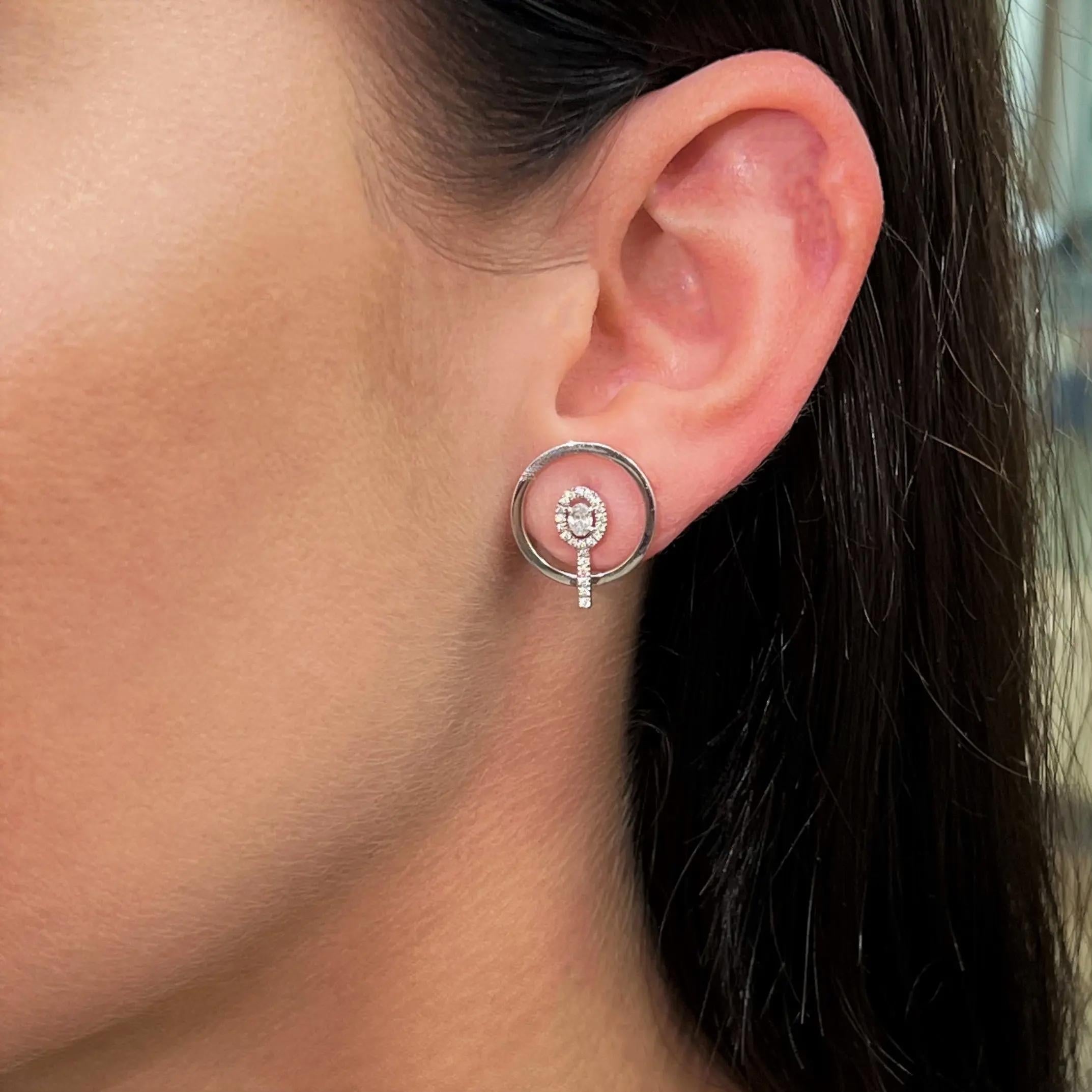 Messika Glam'Azone Graphic 18K White Gold Diamond Earrings 07179-WG — view 2