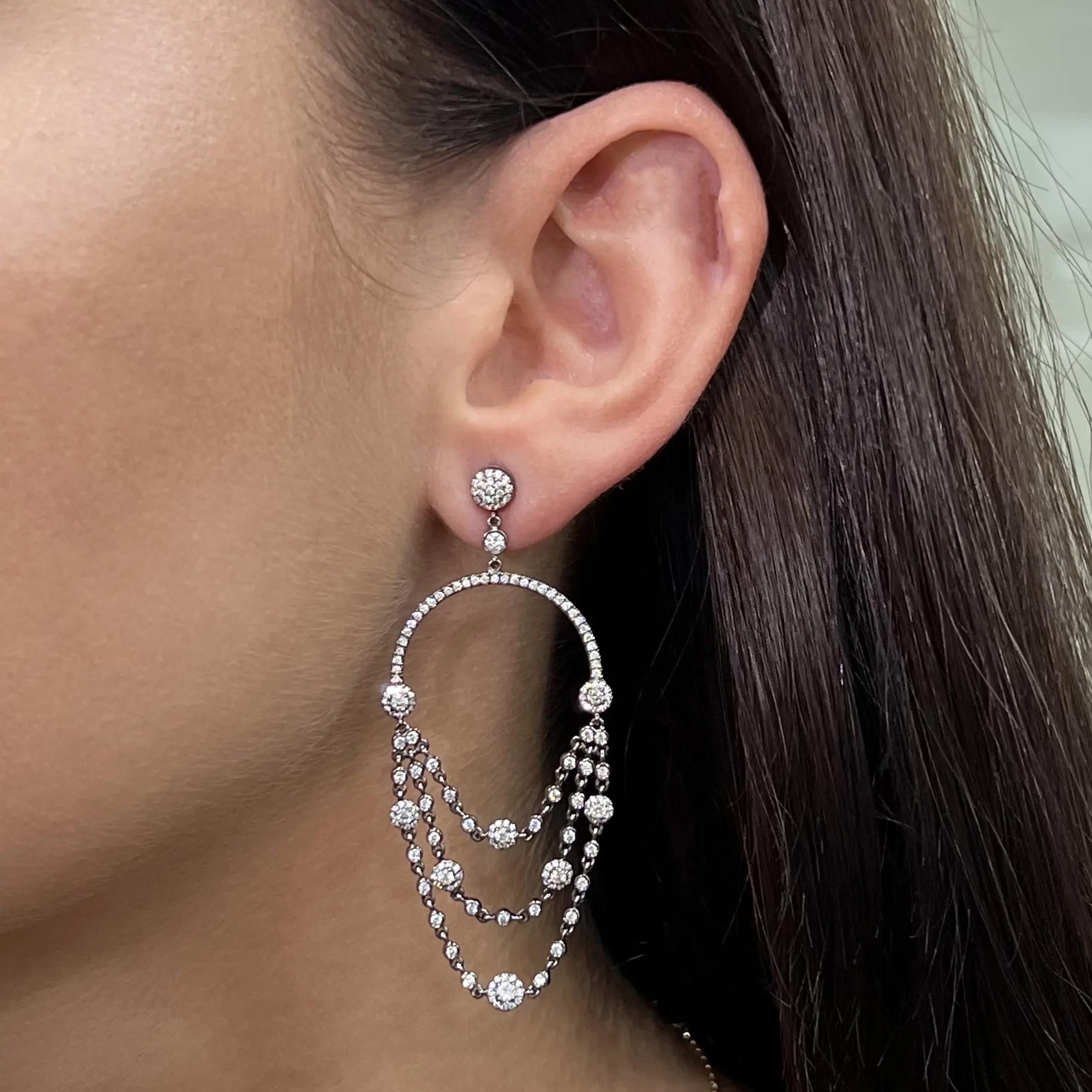 Messika Joy 18K Black Gold Diamond Chandelier Earrings 05361-BG — view 2