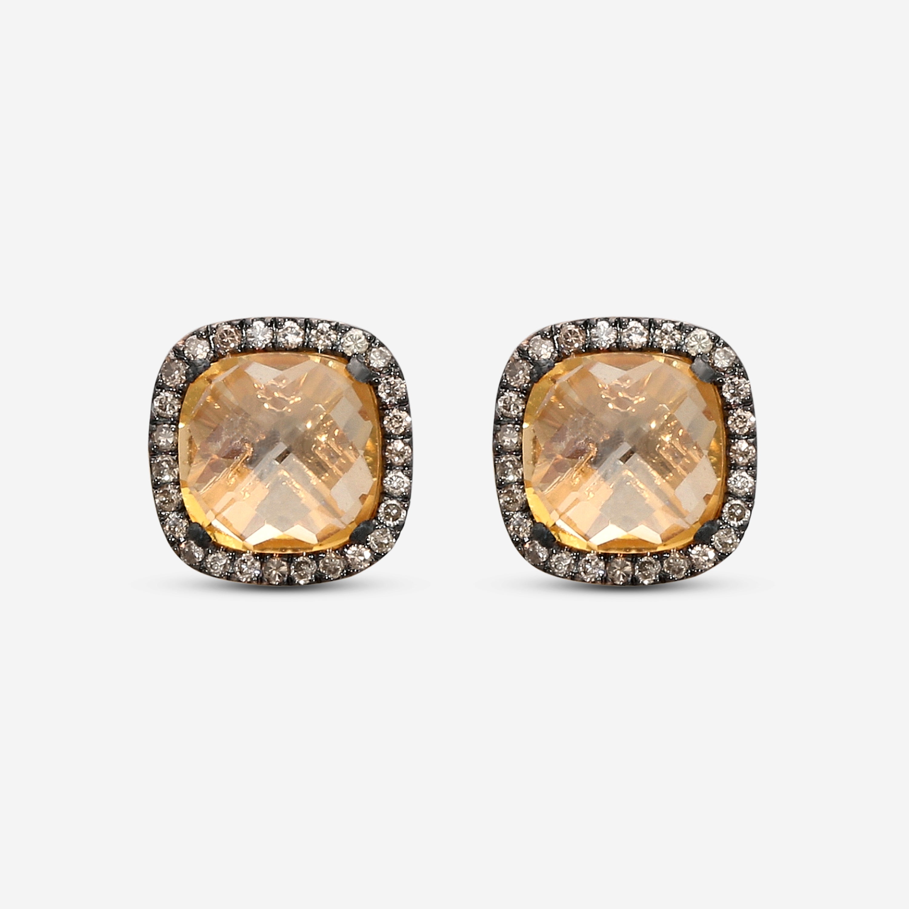 Suzanne Kalan 18K Rose Gold Diamond & Champagne Topaz Stud Earrings DKE242-RGCHT
