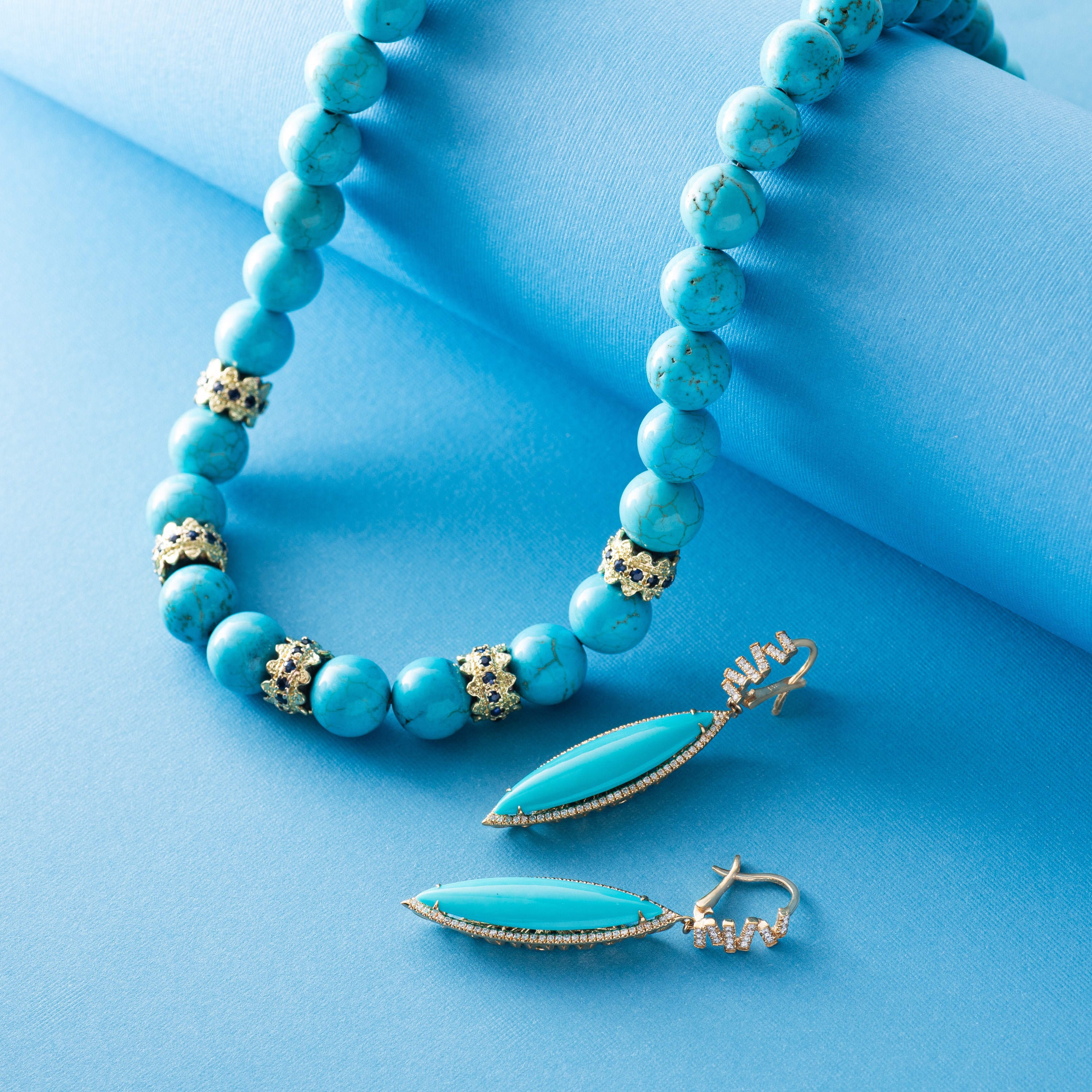 Suzanne Kalan 18K Yellow Gold Turquoise Drop Earrings AE157-YGTRQ — view 2