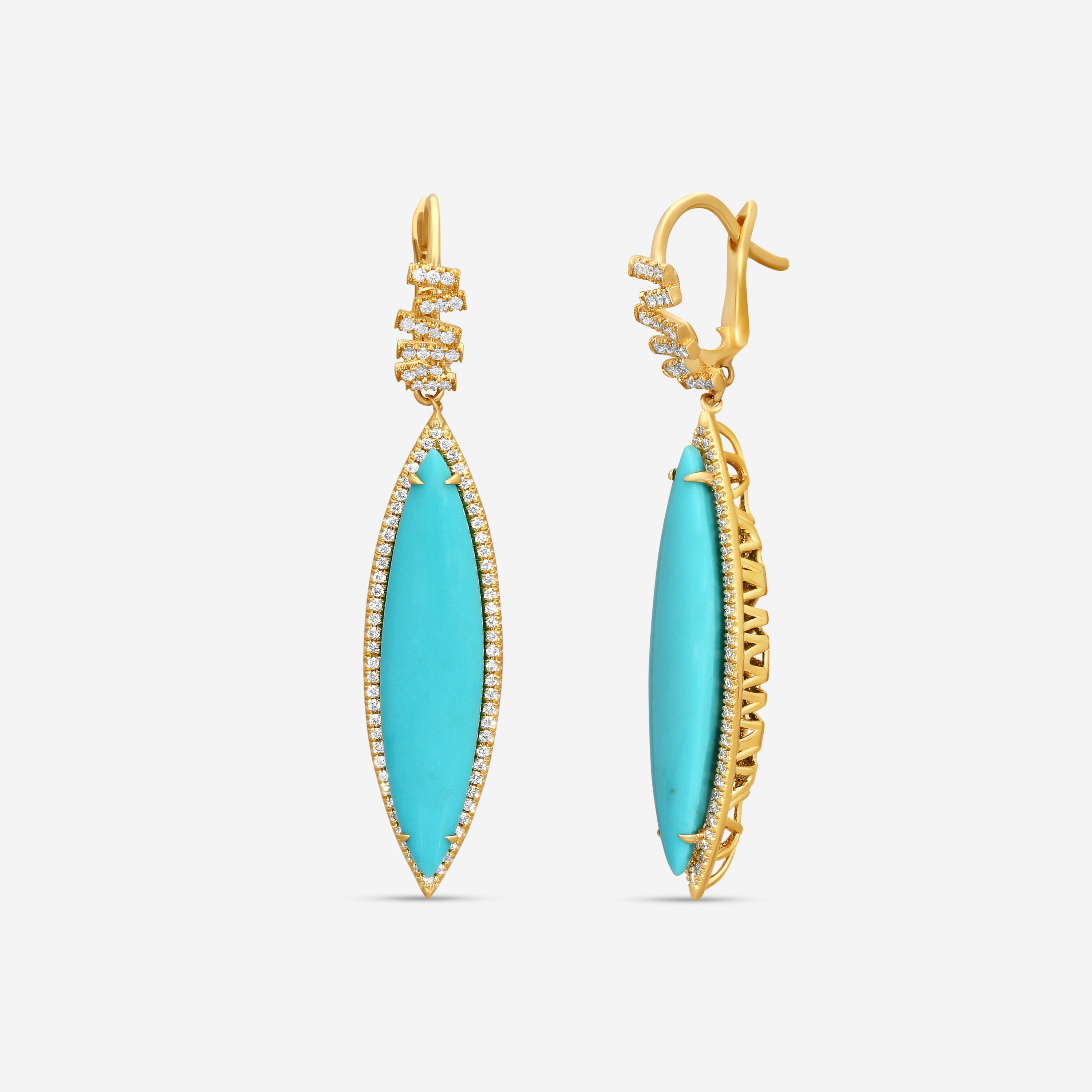 Suzanne Kalan 18K Yellow Gold Turquoise Drop Earrings AE157-YGTRQ — view 3
