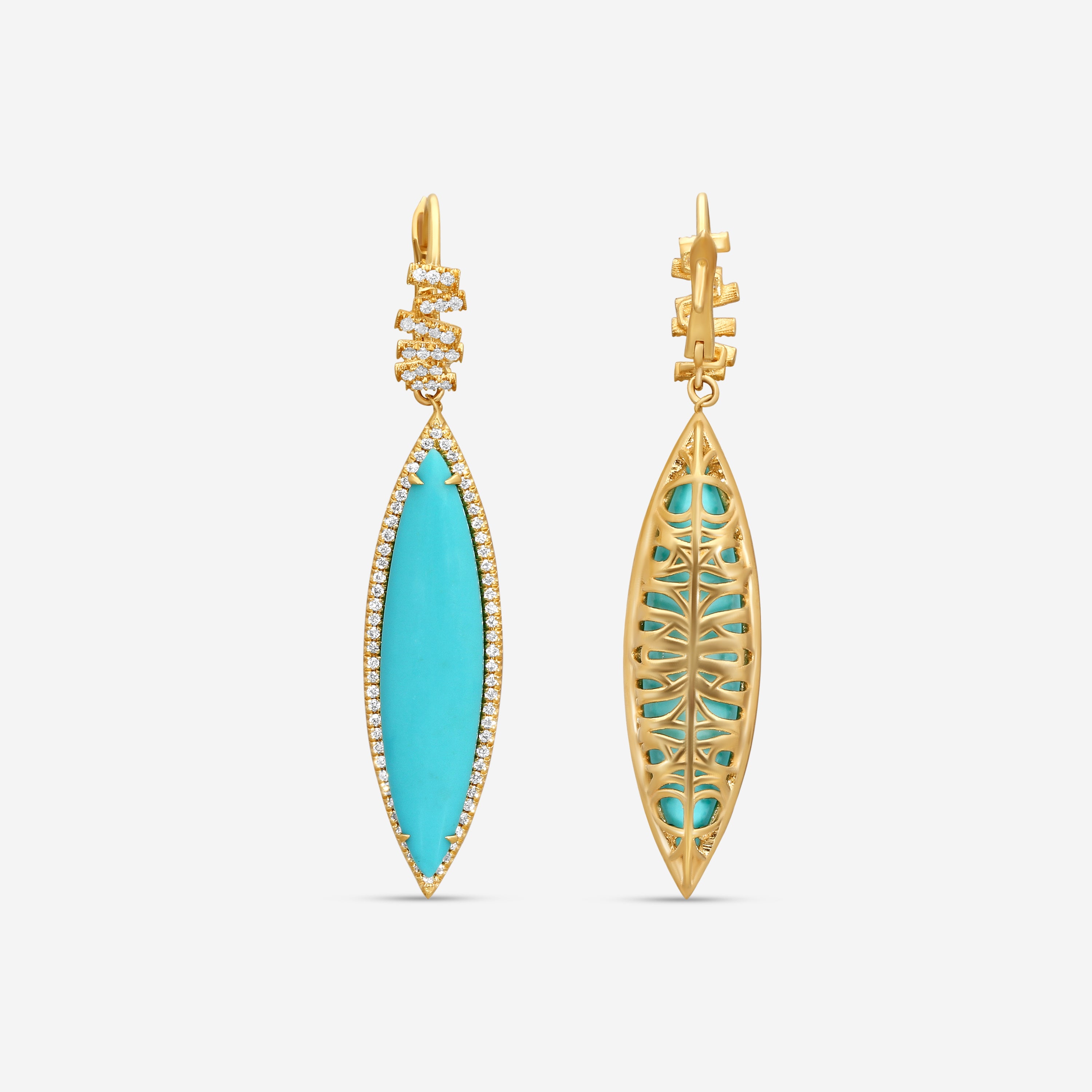 Suzanne Kalan 18K Yellow Gold Turquoise Drop Earrings AE157-YGTRQ — view 4