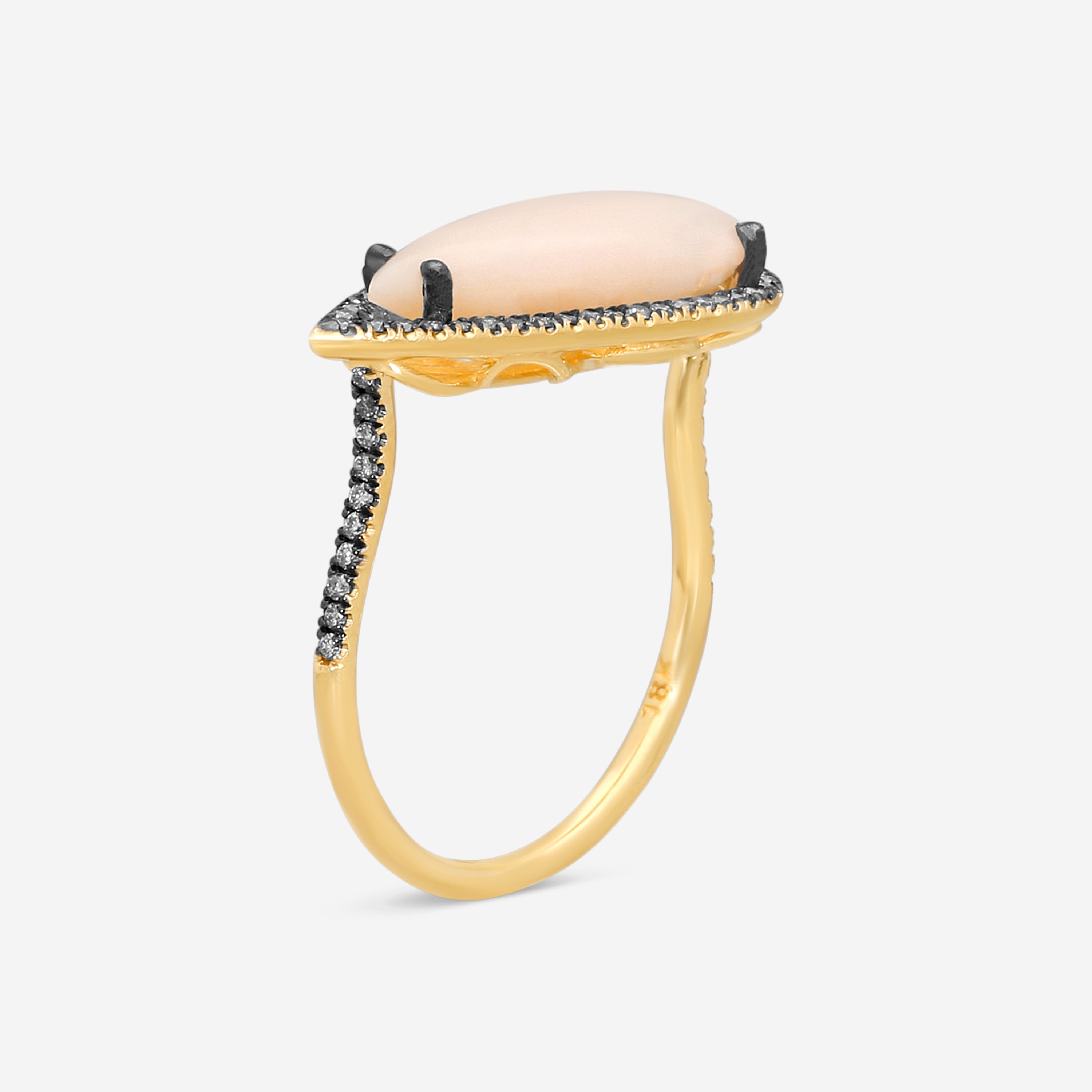 Suzanne Kalan 18K Yellow Gold Diamond & Pink Opal Ring Sz. 6.5 DKR541-YGPO6.5 — view 2