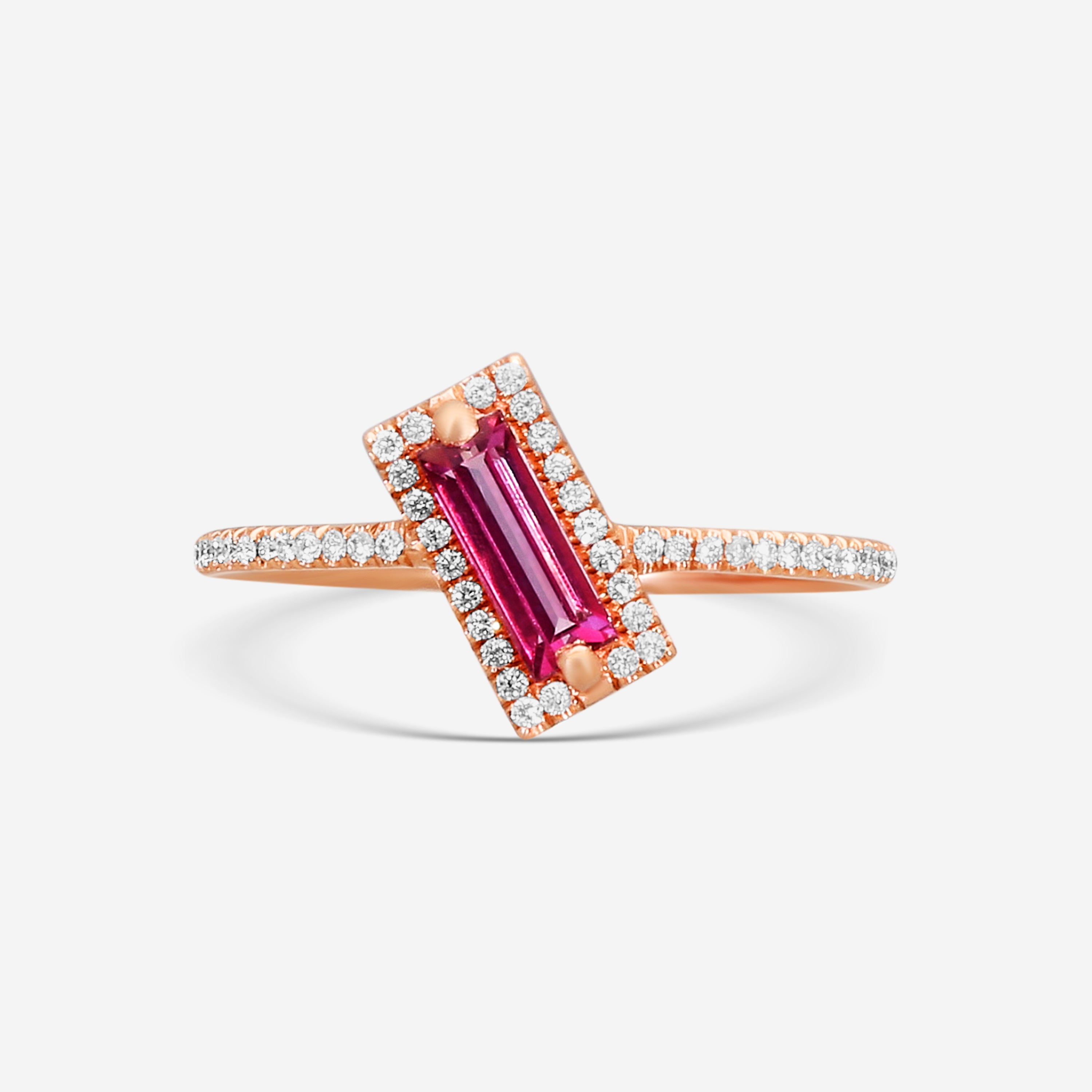 Suzanne Kalan 14K Rose Gold Diamond & Pink Topaz Ring Sz. 6.5 PR543-RGPT