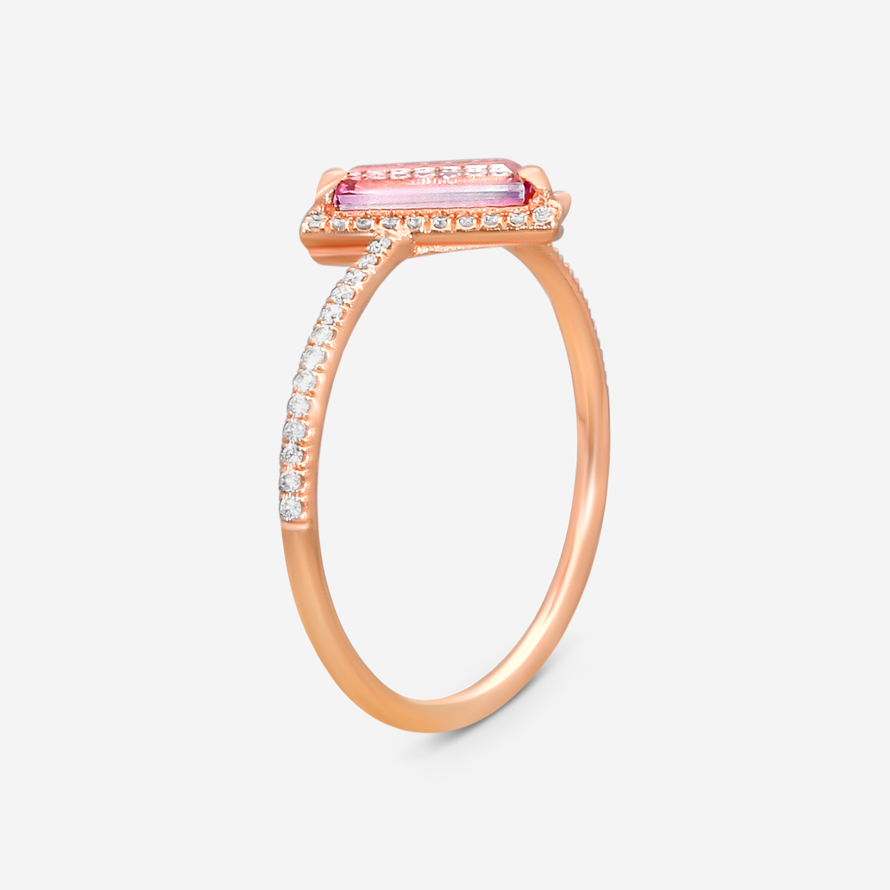 Suzanne Kalan 14K Rose Gold Diamond & Pink Topaz Ring Sz. 6.5 PR543-RGPT — view 2