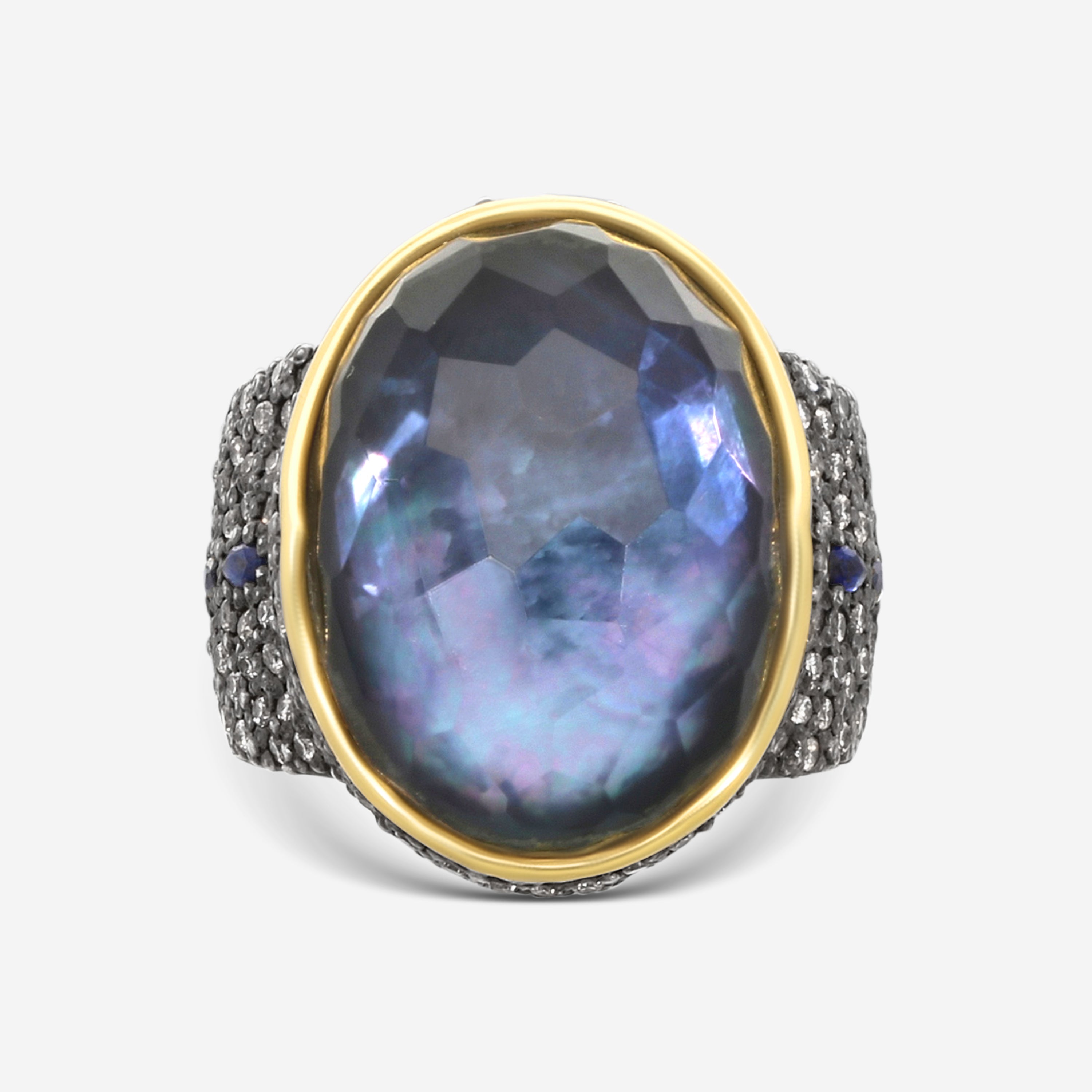 Armenta 18K Yellow Gold & Blackened Sterling Silver Cocktail Ring Sz. 6.5 19931