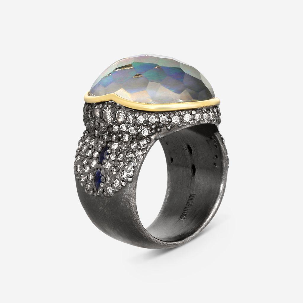 Armenta 18K Yellow Gold & Blackened Sterling Silver Cocktail Ring Sz. 6.5 19931 — view 3