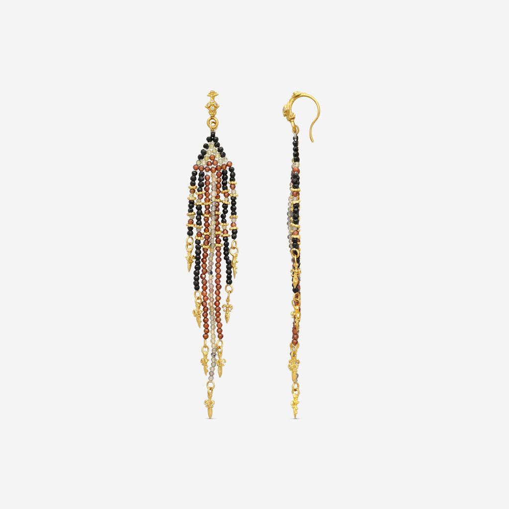 Armenta Feather 18K Yellow Gold Multi-Gemstone Drop Earrings 20024 — view 4