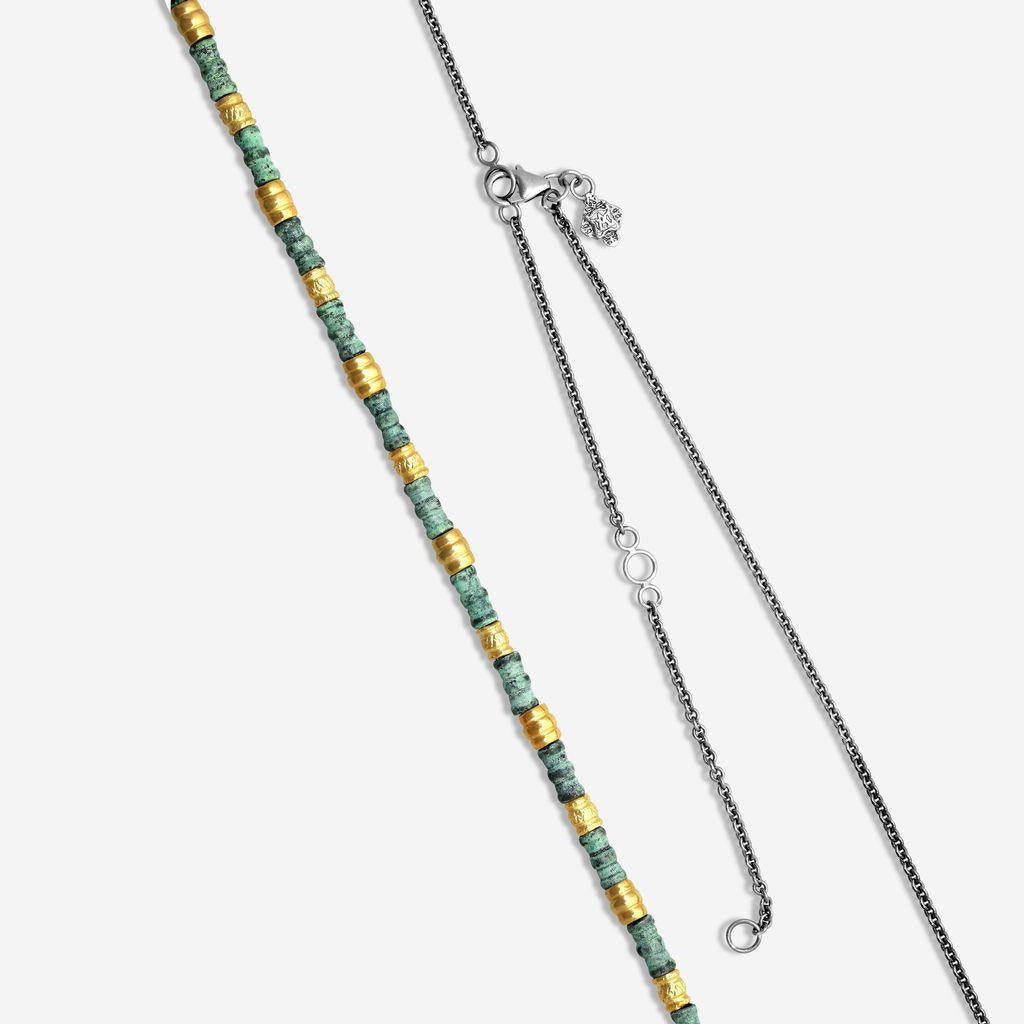 Armenta 18K Yellow Gold & Grey Sterling Silver Station Necklace 22292 — view 3