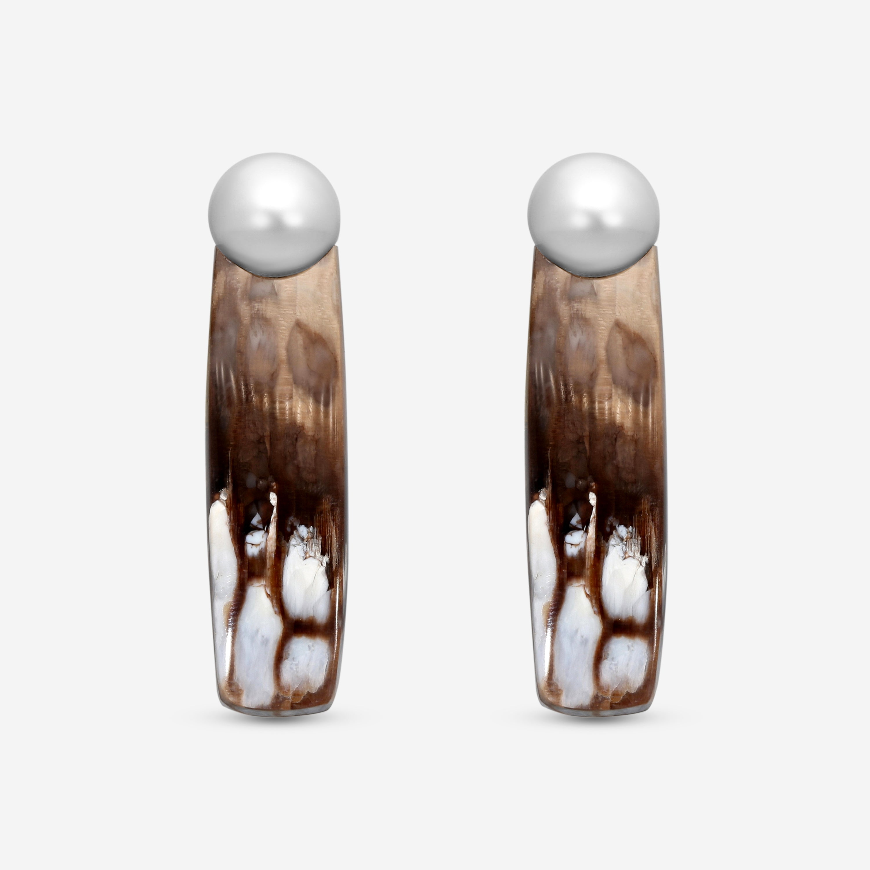 Assael 18K Yellow Gold Pearl & Pertified Wood Clip-On Earrings ECO-TPW00001