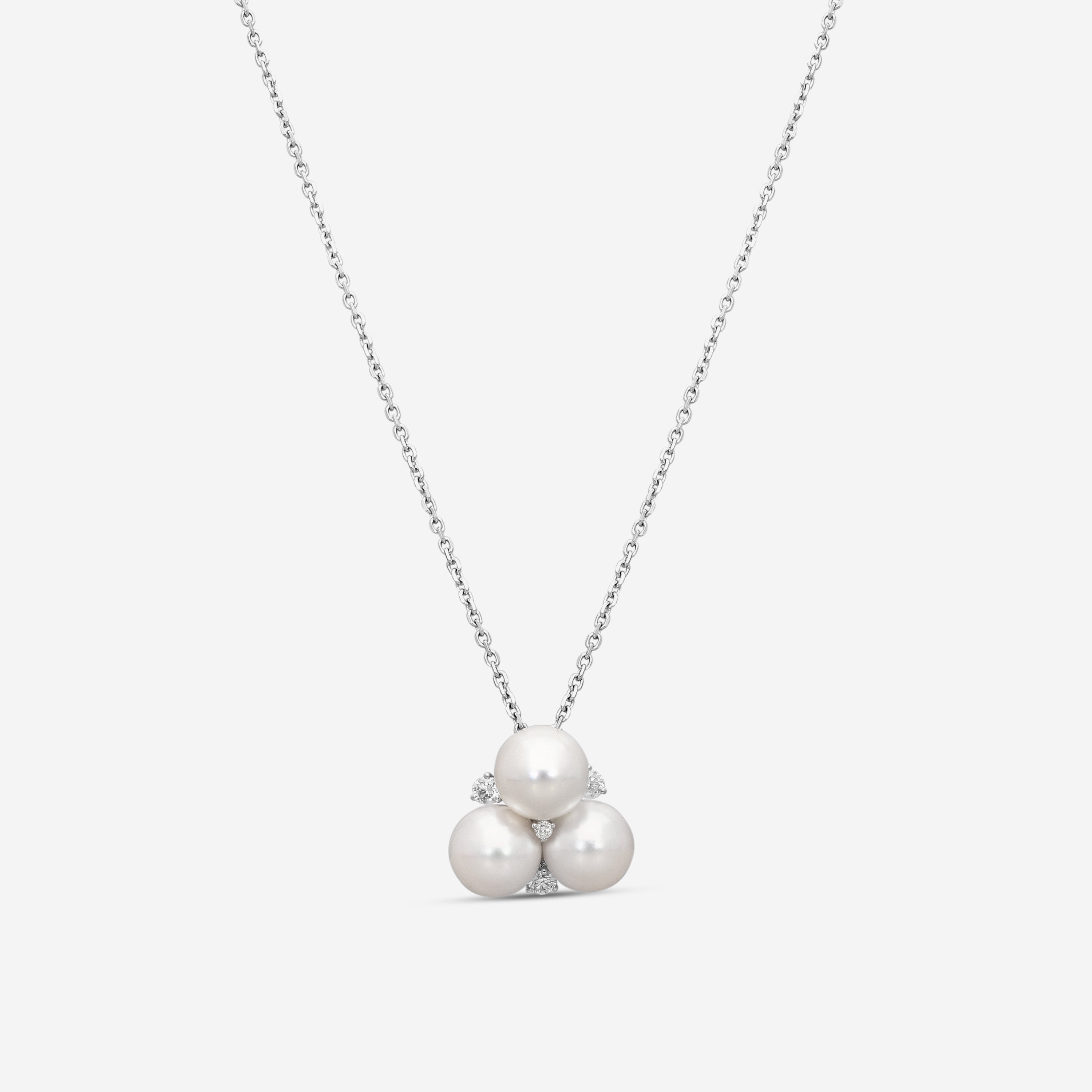Assael 18K White Gold Akoya Cultured Pearl & Diamond Pendant Necklace P3686