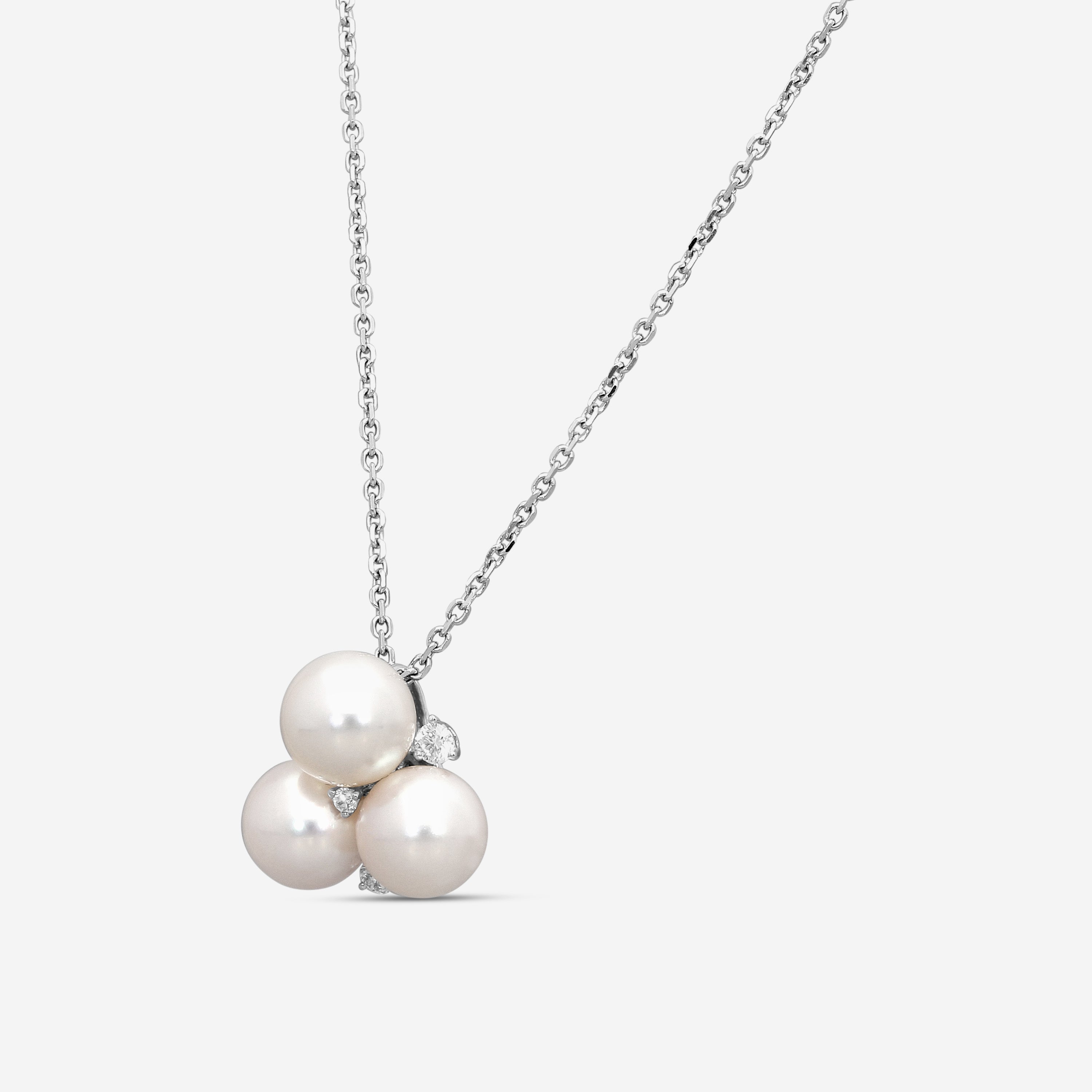Assael 18K White Gold Akoya Cultured Pearl & Diamond Pendant Necklace P3686 — view 2