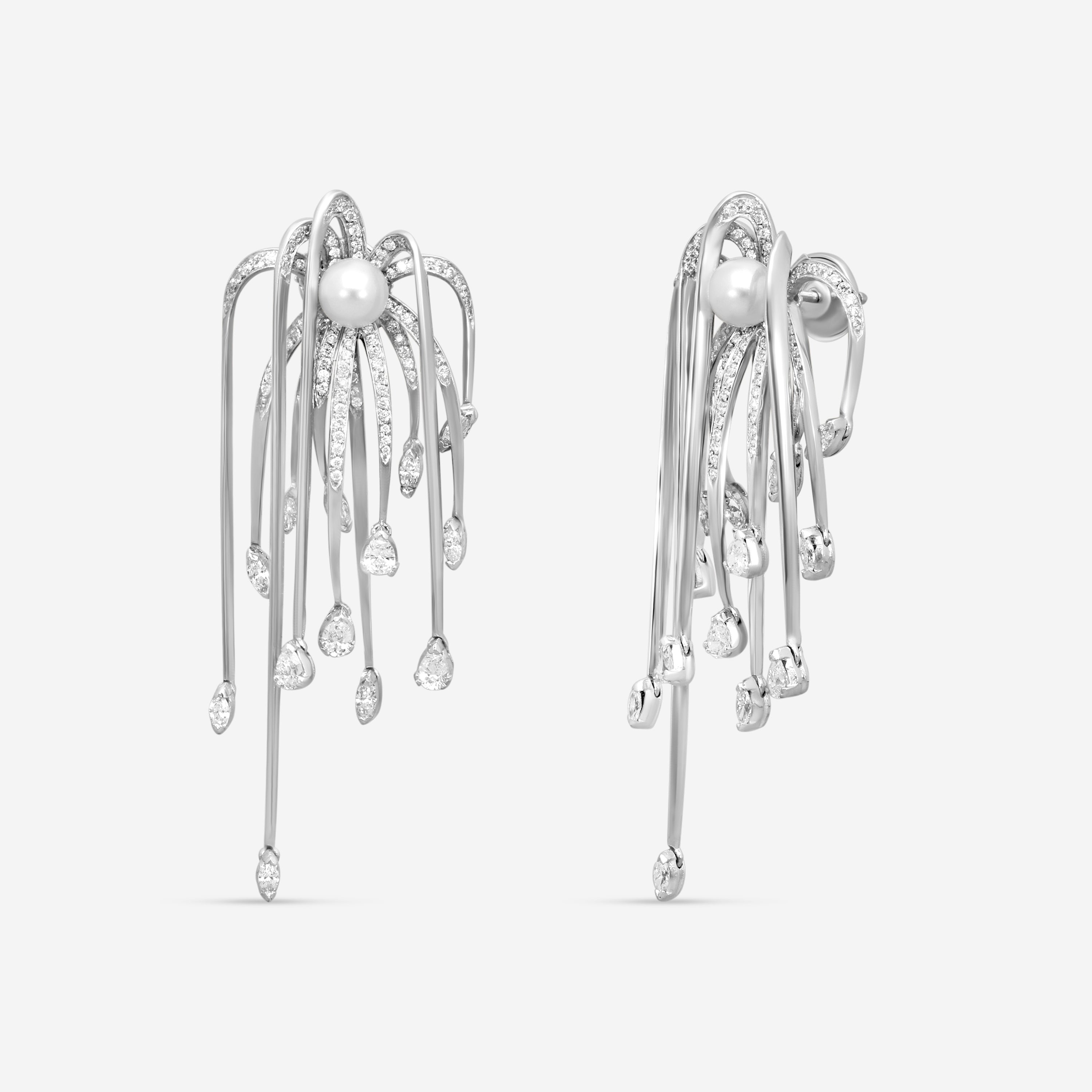 Assael Julie Parker 18K White Gold Akoya Cultured Pearl & Diamond Earrings JPE00 — view 2