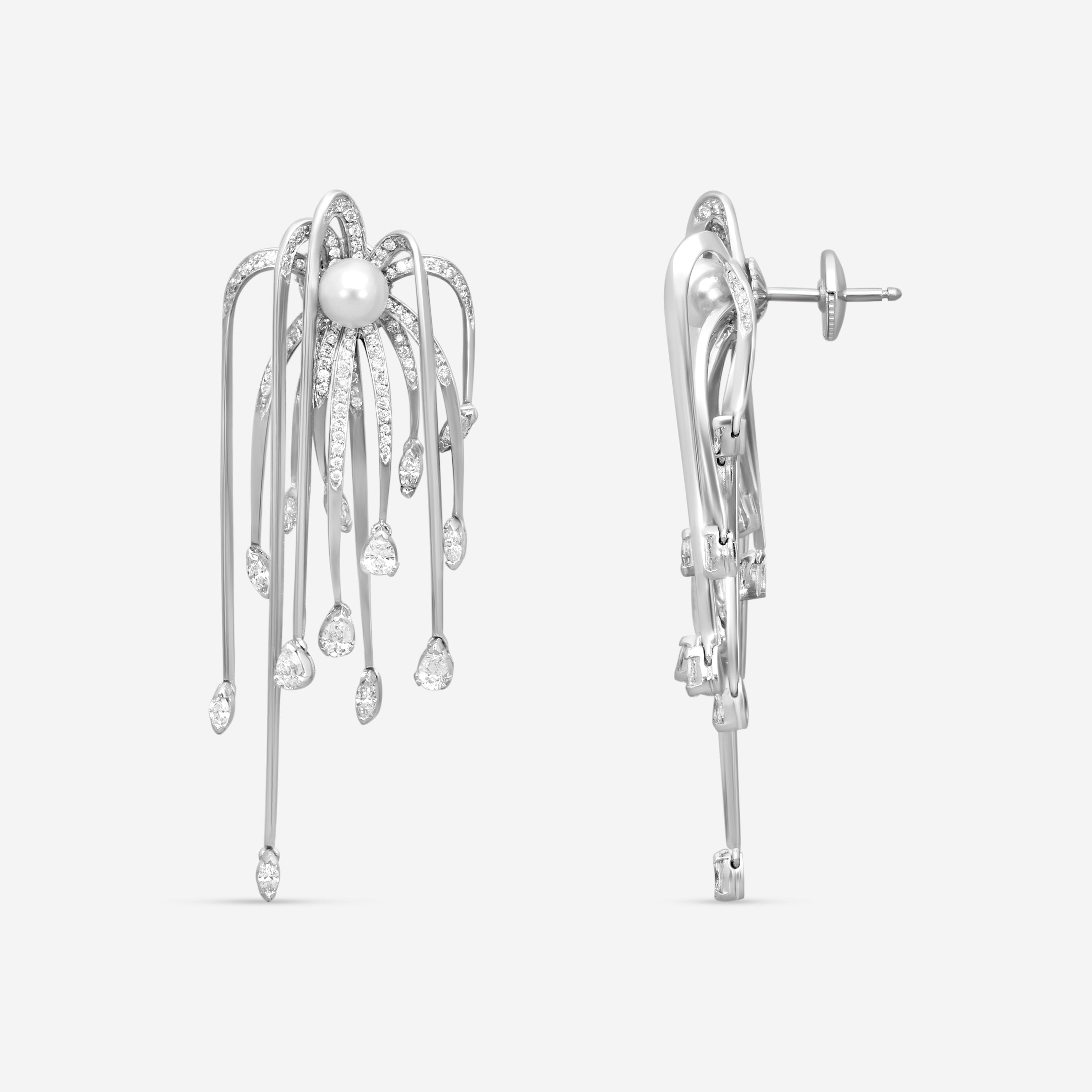Assael Julie Parker 18K White Gold Akoya Cultured Pearl & Diamond Earrings JPE00 — view 3