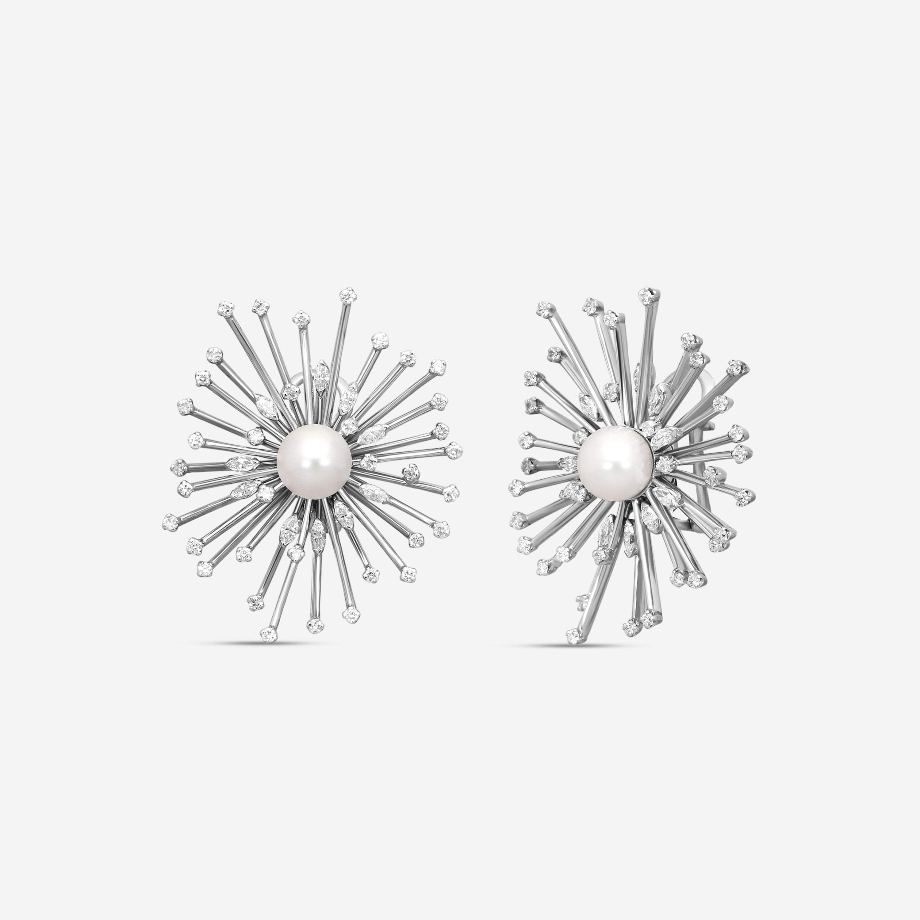 Assael Julie Parker 18K White Gold Pearl & Diamond Clip-On Earrings JPE0001 — view 2