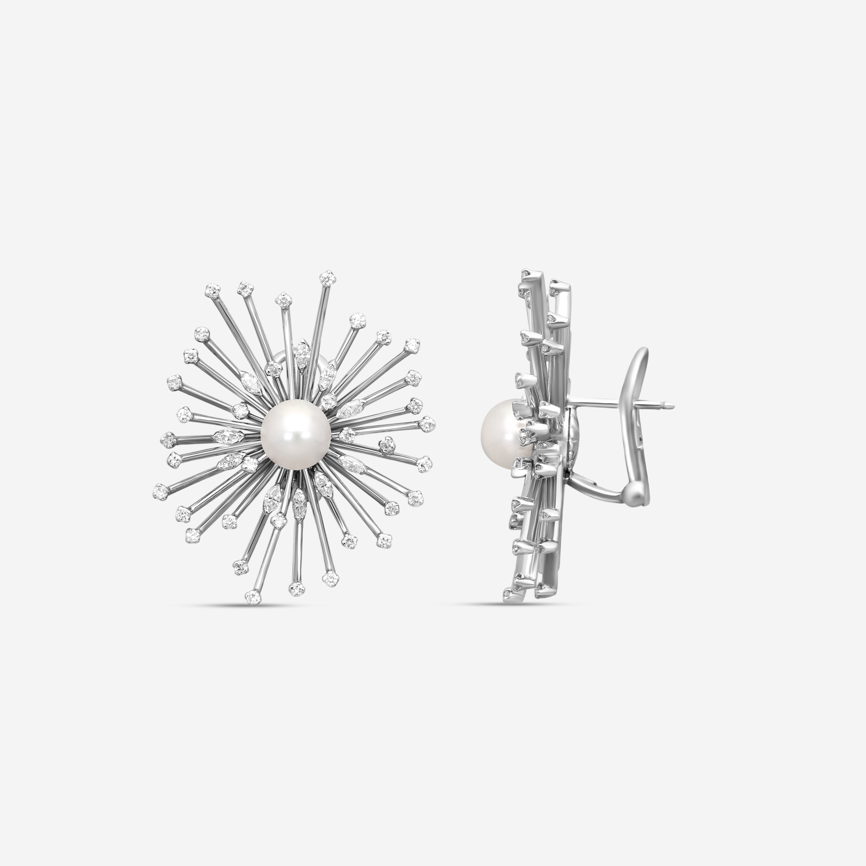 Assael Julie Parker 18K White Gold Pearl & Diamond Clip-On Earrings JPE0001 — view 3