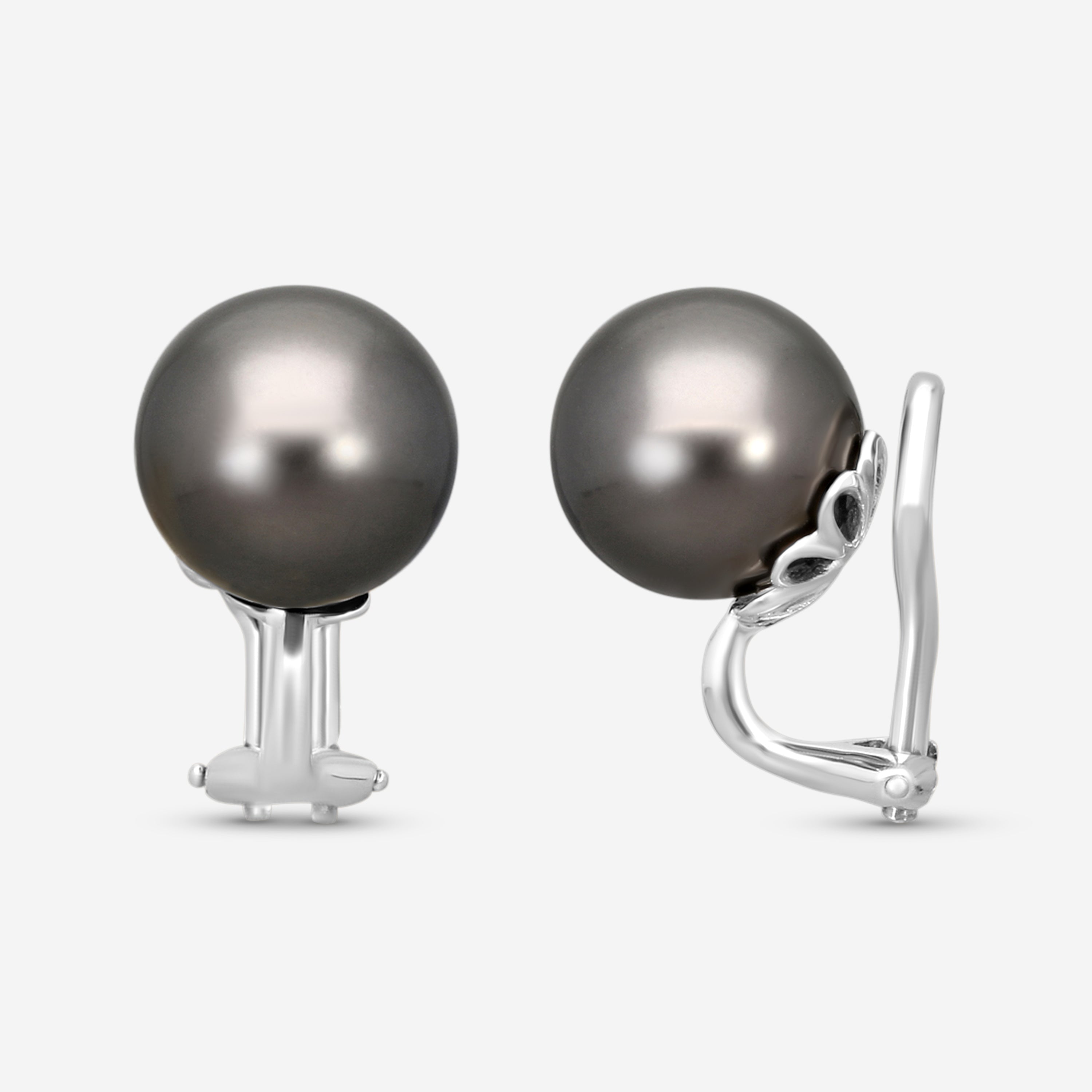Assael 18K White Gold Tahitian Cultured Pearl Clip-On Earrings E6587 — view 2