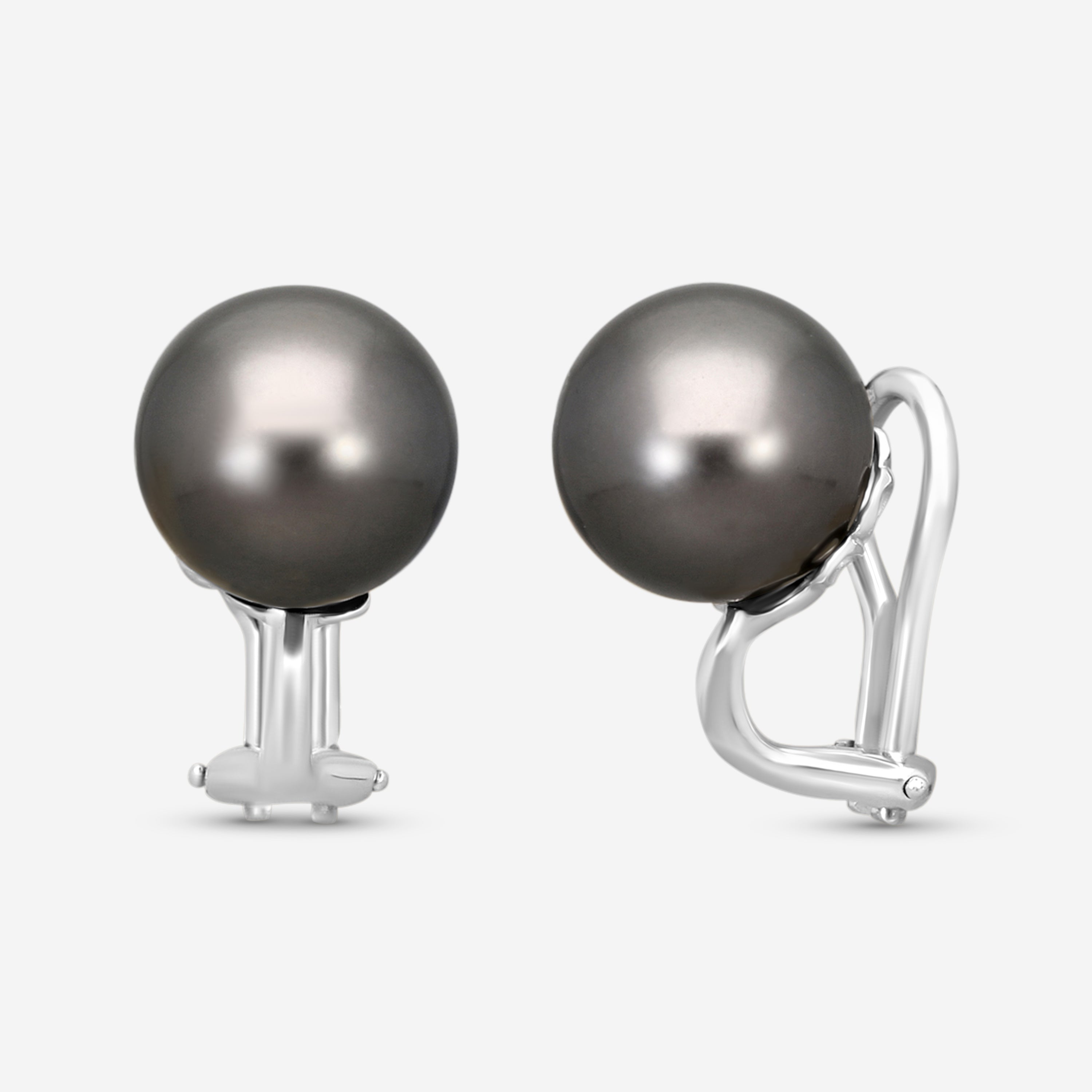 Assael 18K White Gold Tahitian Cultured Pearl Clip-On Earrings E6587 — view 3